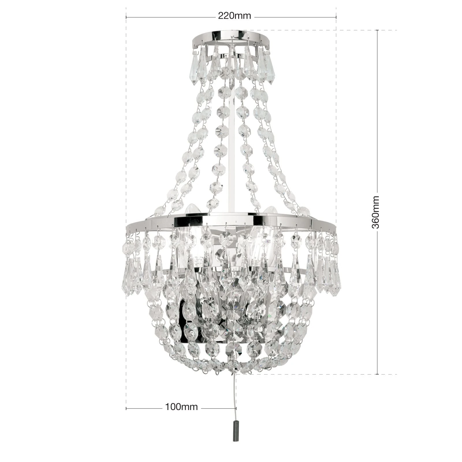 Zidna lampa SHERATON, 2 izvora svetla, hromirana - 7