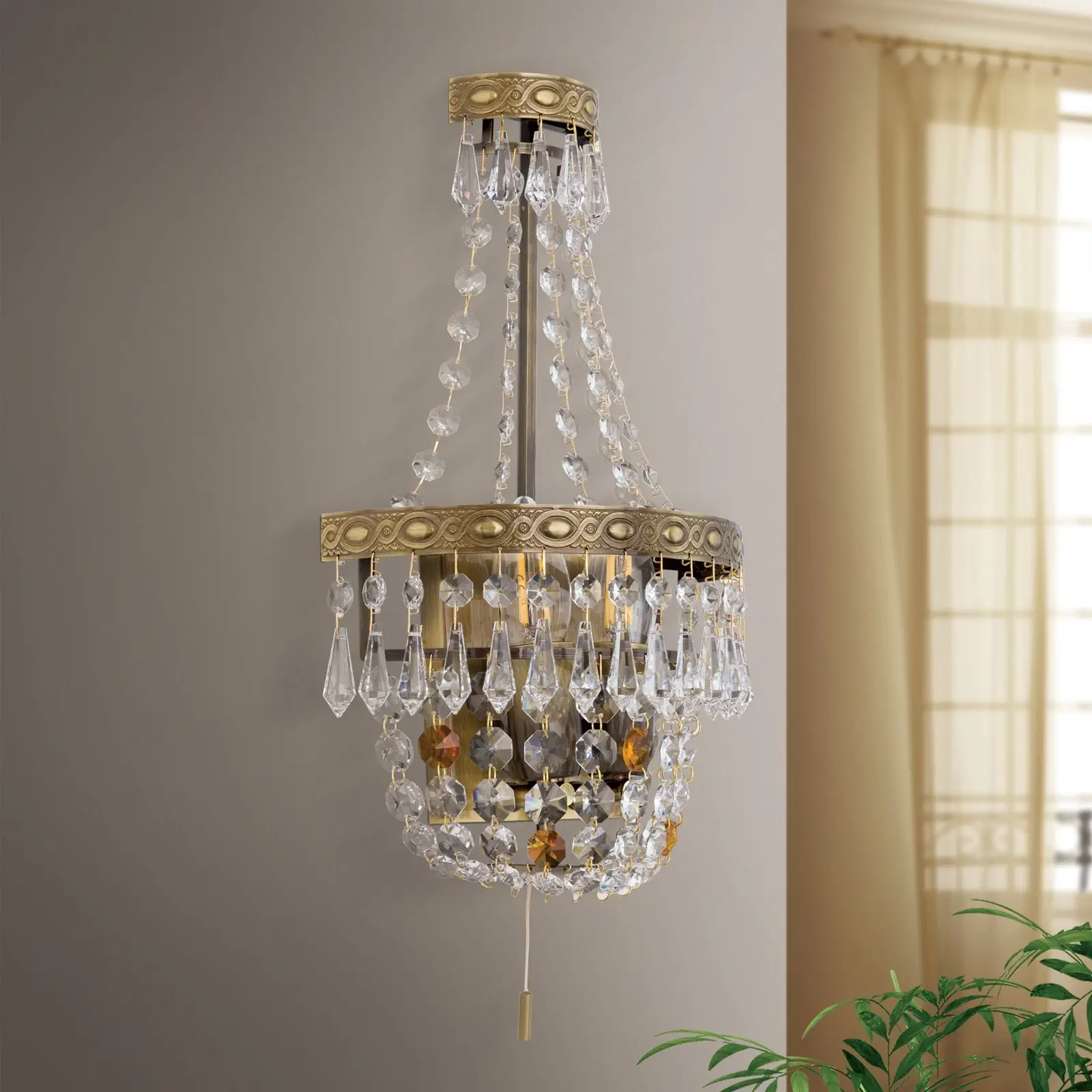 Zidna lampa SHERATON sa dva izvora svetla, patina, visina 36 cm - 3