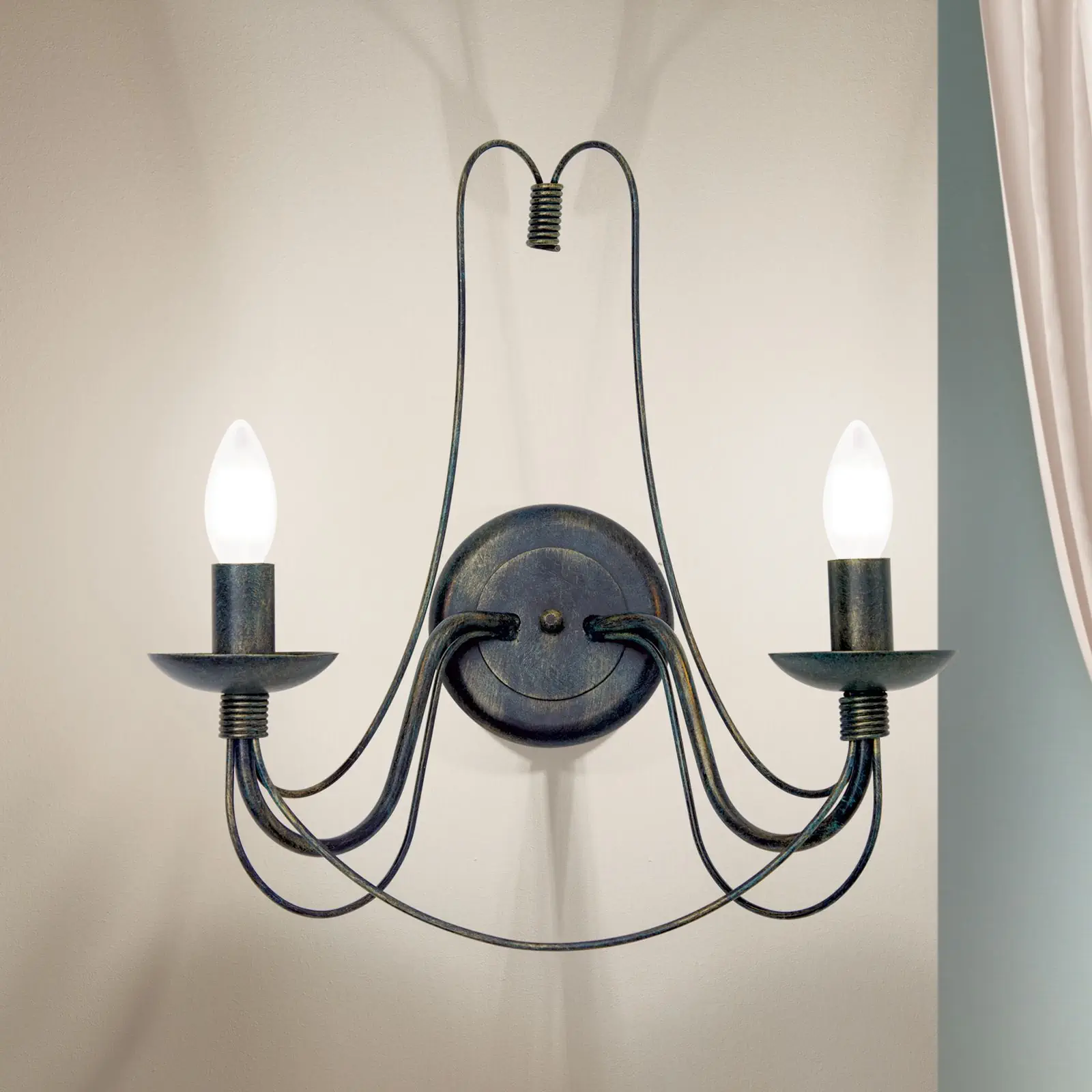 Zidna lampa VELA, sa dva izvora svetla, antik - 2