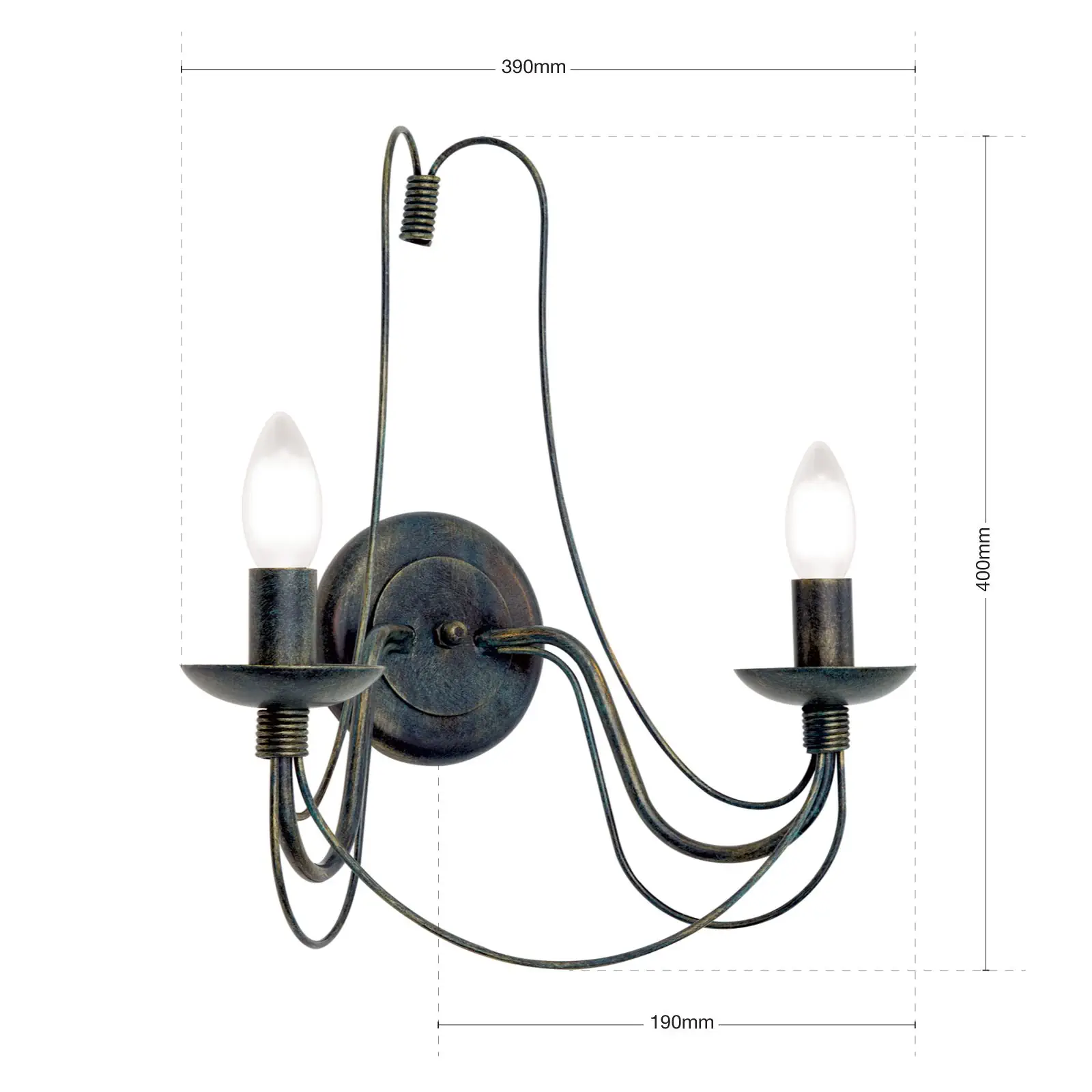 Zidna lampa VELA, sa dva izvora svetla, antik - 7