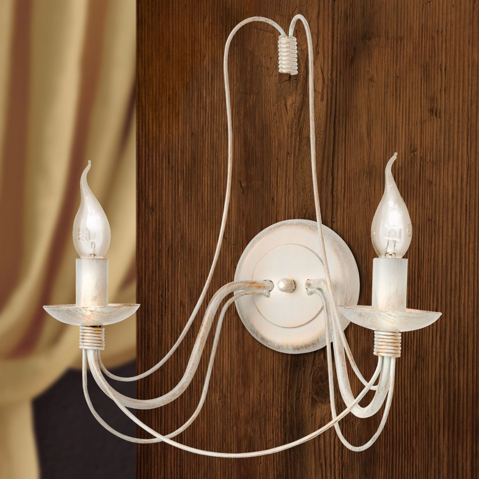 Zidna lampa VELA, sa dva izvora svetla, slonovača/zlato