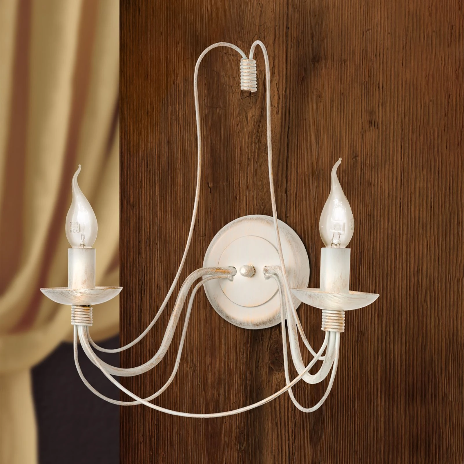 Zidna lampa VELA, sa dva izvora svetla, slonovača/zlato - 2