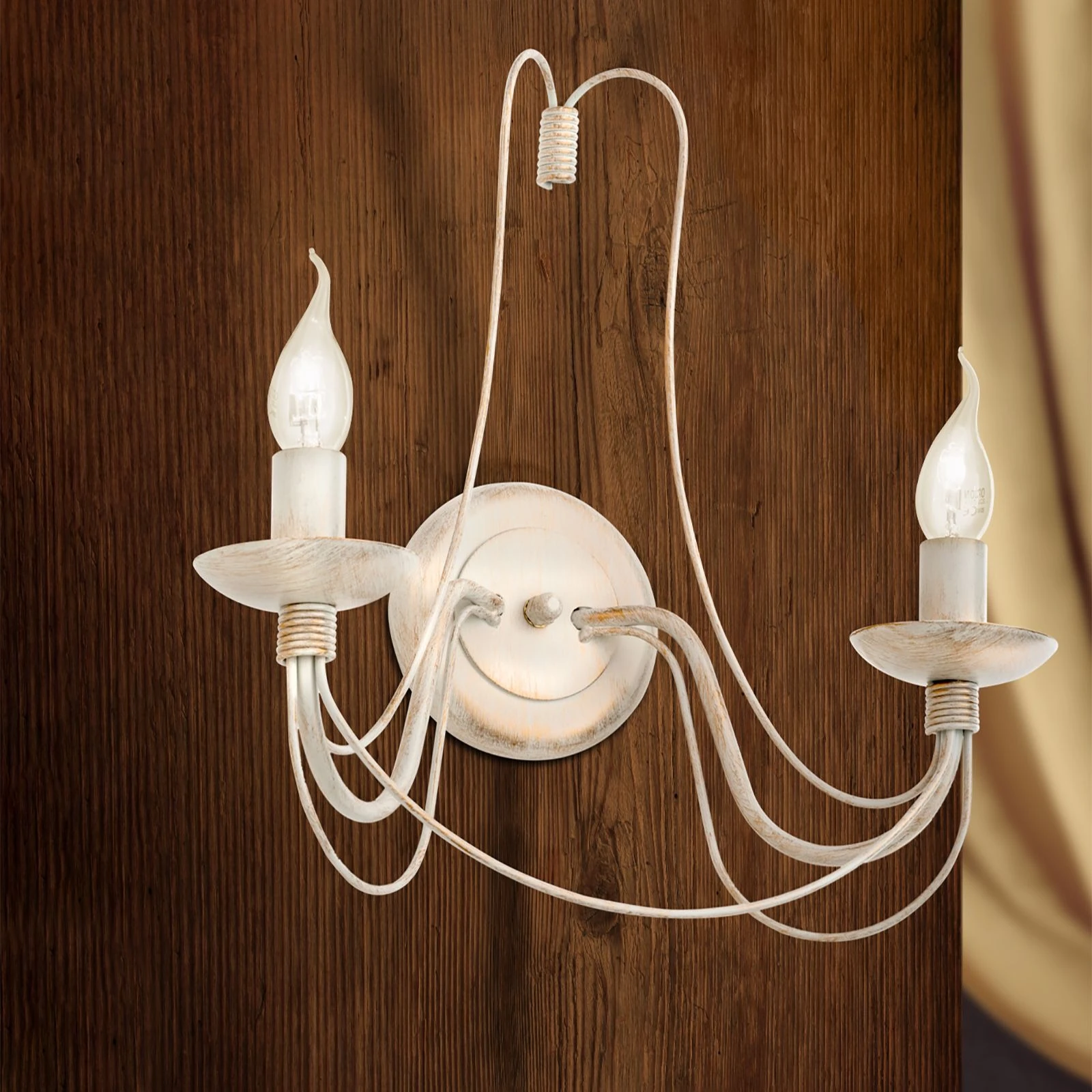 Zidna lampa VELA, sa dva izvora svetla, slonovača/zlato - 3