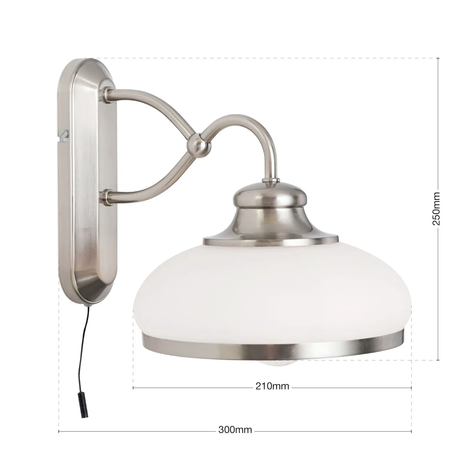 Zidna lampa LANDHAUS, sa jednim izvorom svetla, satinisani hrom, sa belim opal staklom - 7