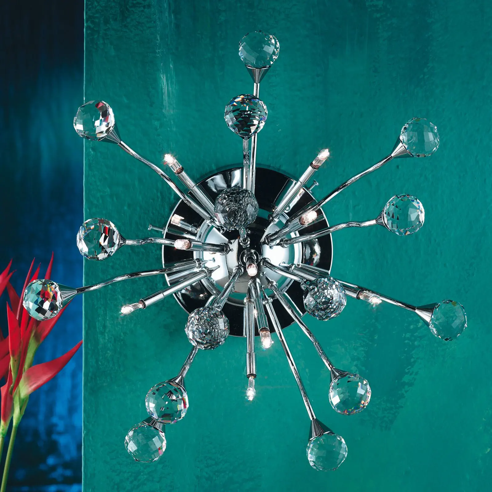 Zidna lampa GALAXY, sa devet izvora svetla, hromirana - 1