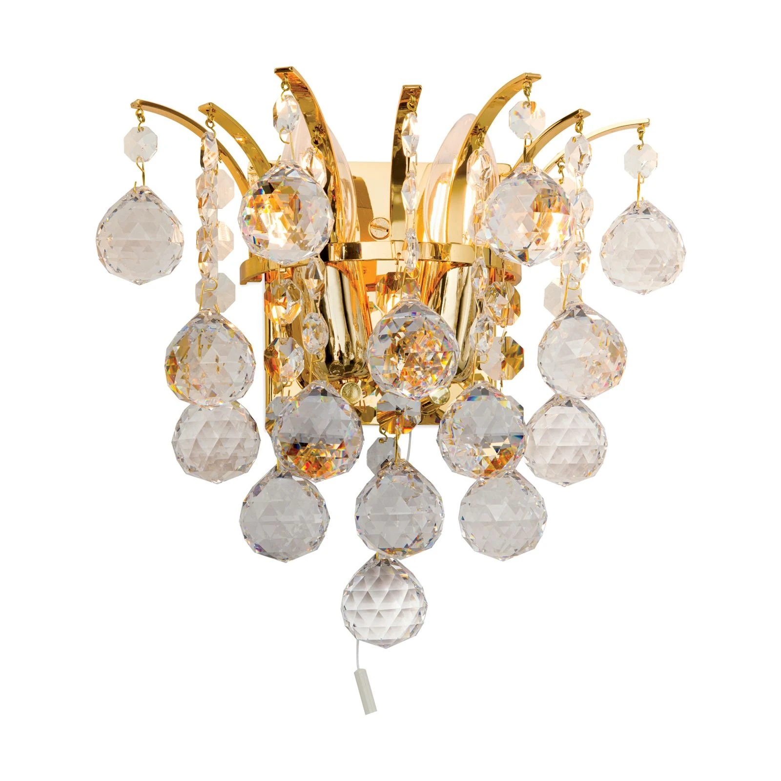 Zidna lampa KRISTALL KLASSISCH, sa dva izvora svetla, pozlaćena 24-karatnim zlatom, prozirni kristal - 4