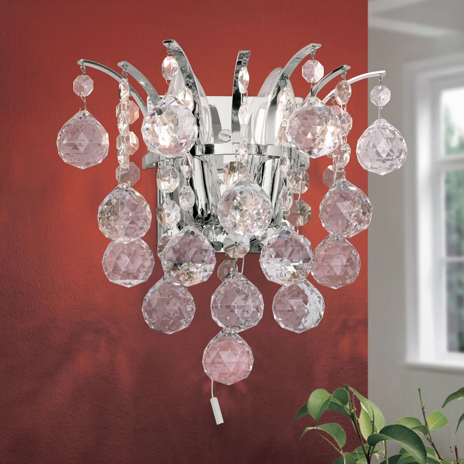 Zidna lampa KRISTALL KLASSISCH, sa dva izvora svetla, hromirana