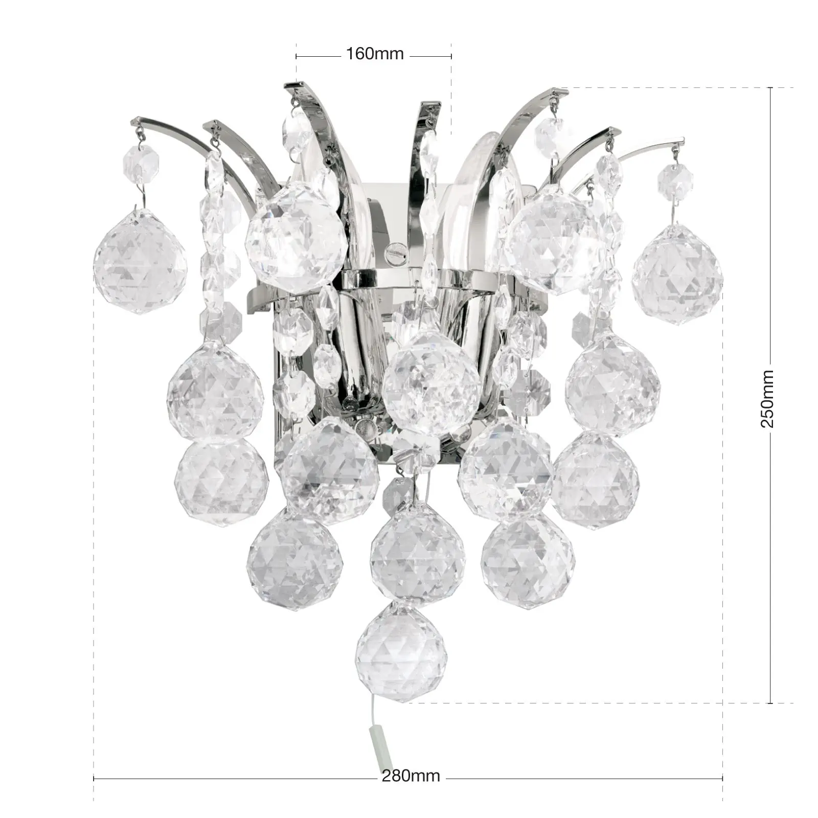 Zidna lampa KRISTALL KLASSISCH, sa dva izvora svetla, hromirana - 7