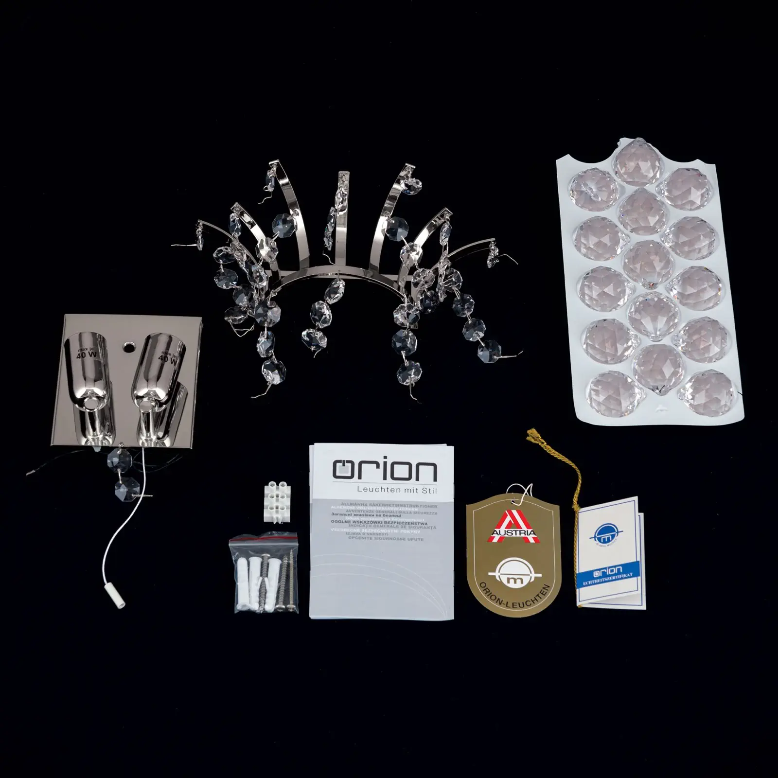 Zidna lampa KRISTALL KLASSISCH, sa dva izvora svetla, hromirana - 8