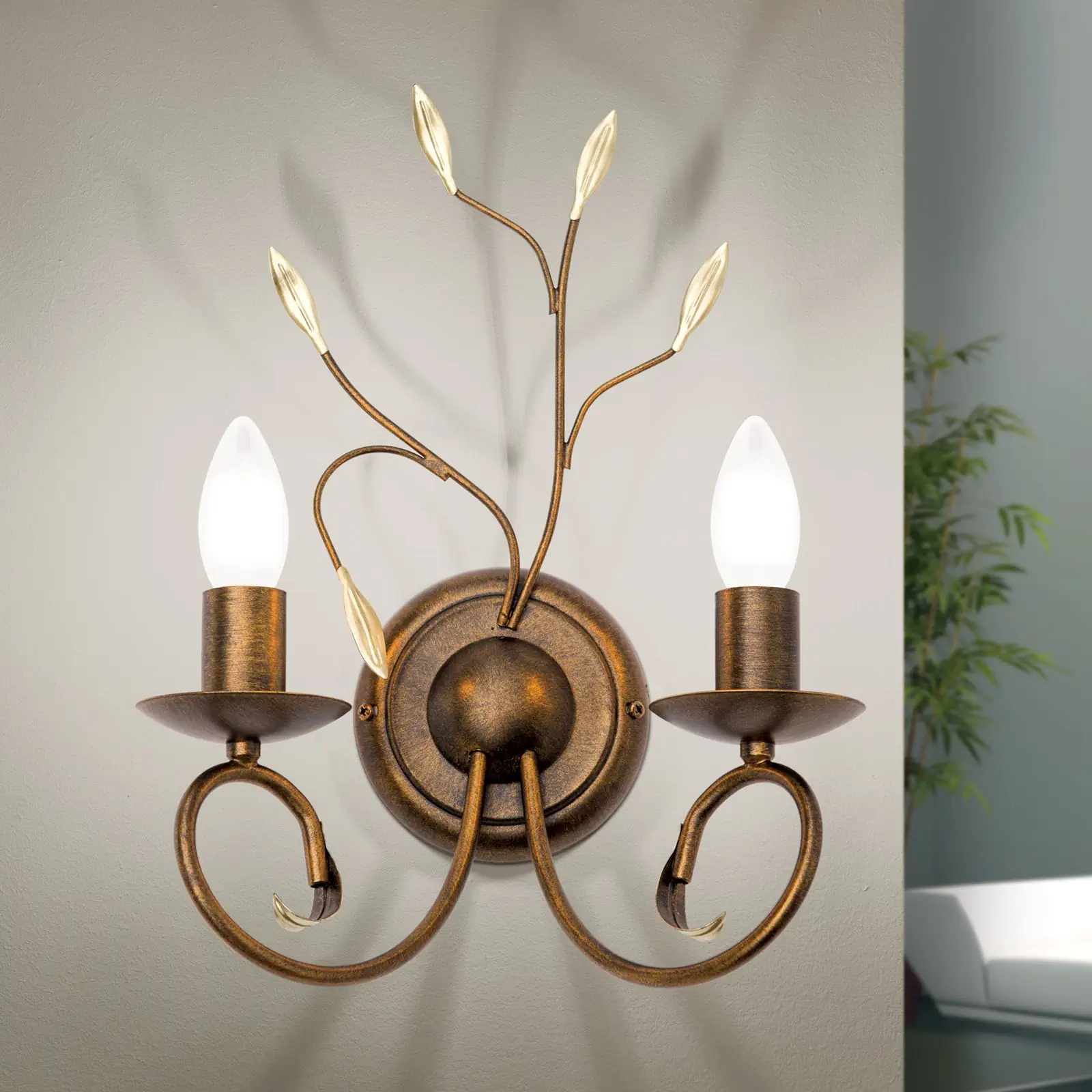 Zidna lampa LUCA, sa dva izvora svetla, antik - 1