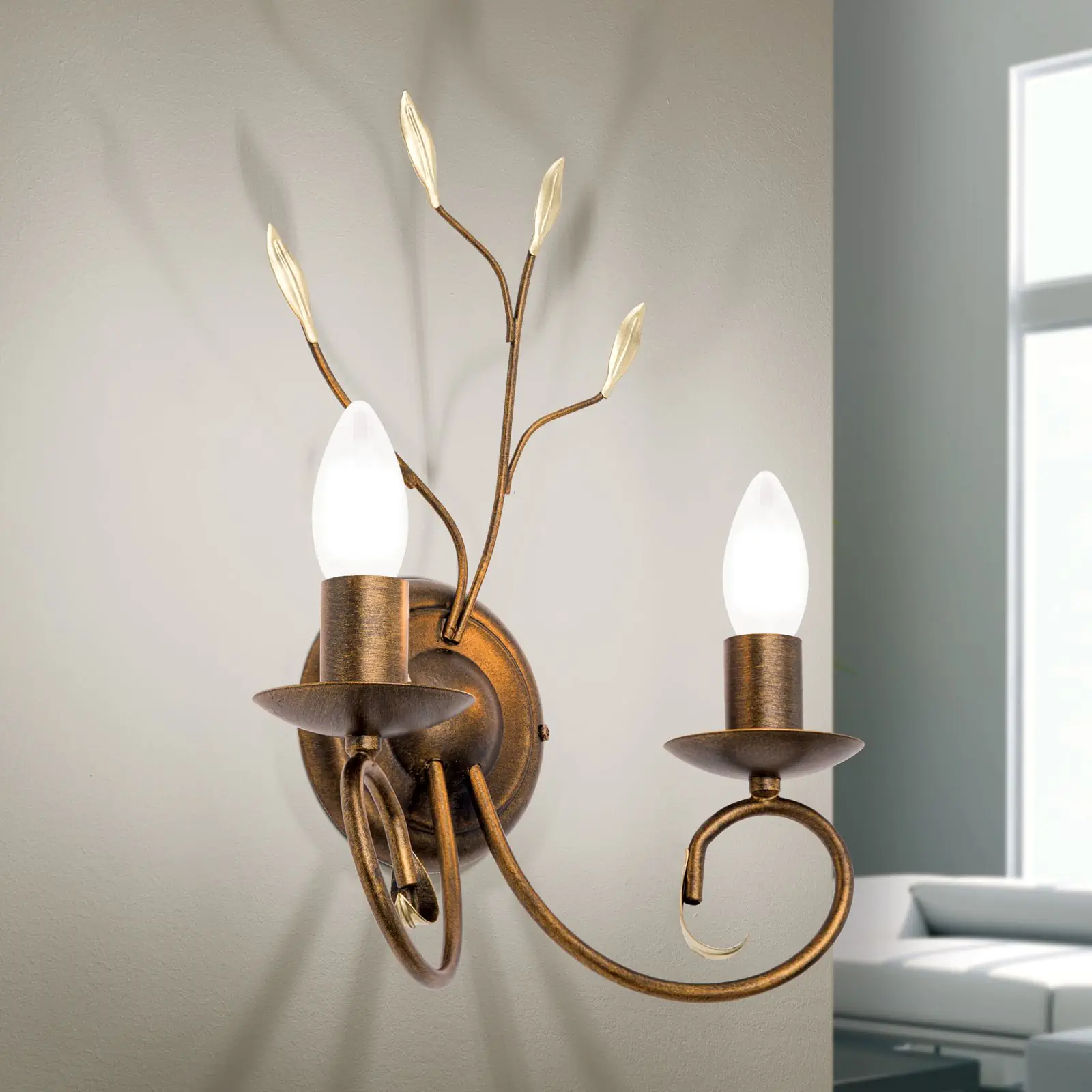 Zidna lampa LUCA, sa dva izvora svetla, antik - 2