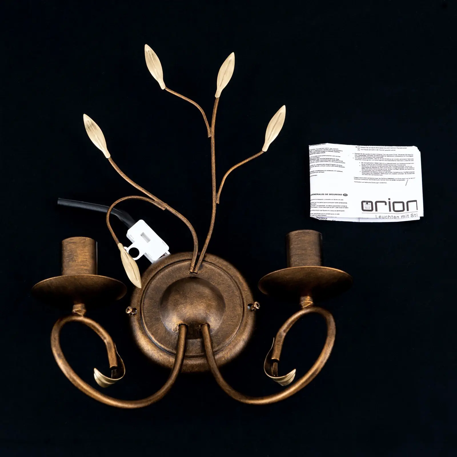 Zidna lampa LUCA, sa dva izvora svetla, antik - 8