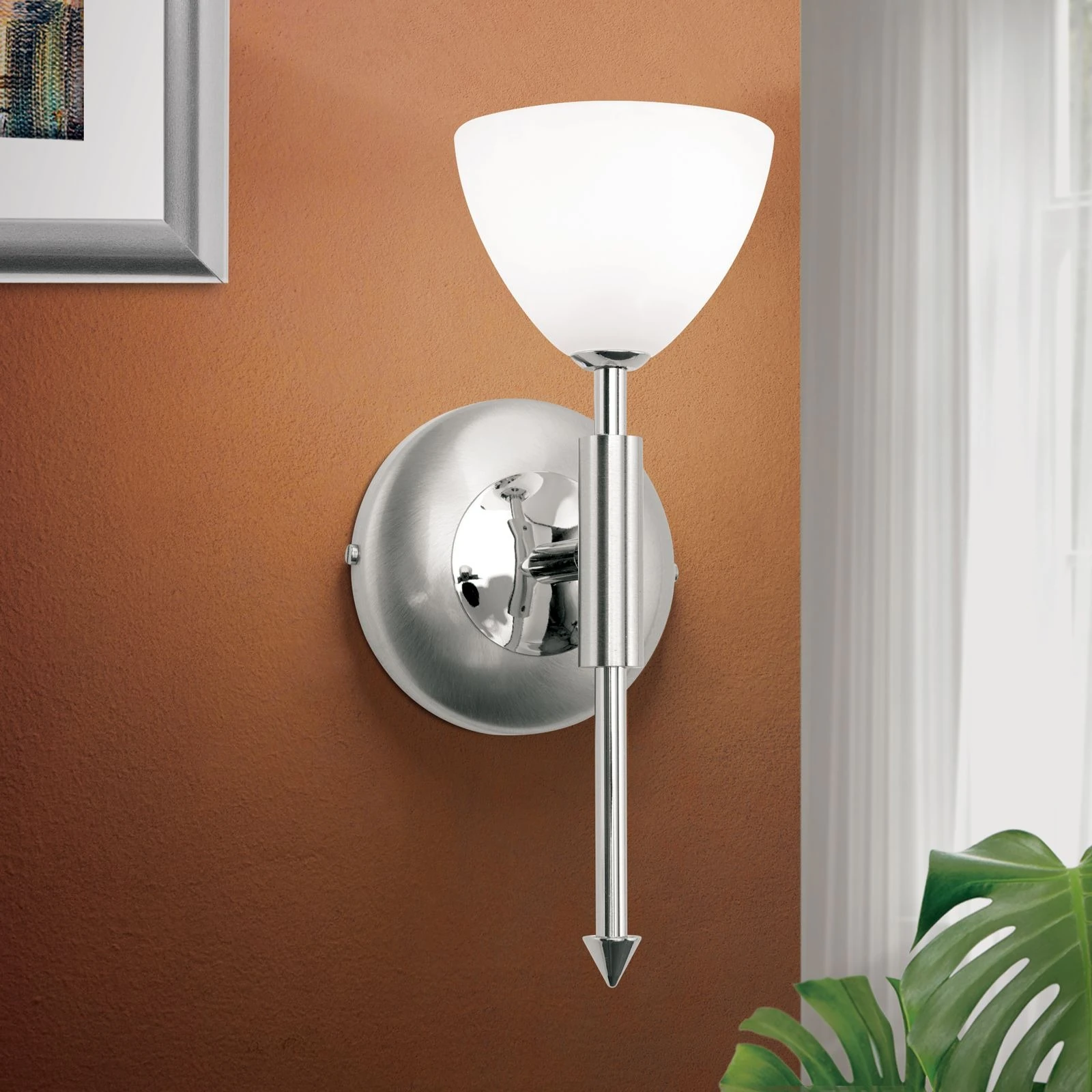 Zidna lampa OPALDESIGN, 1 izvor svetla, saten hrom, opalno staklo - 2