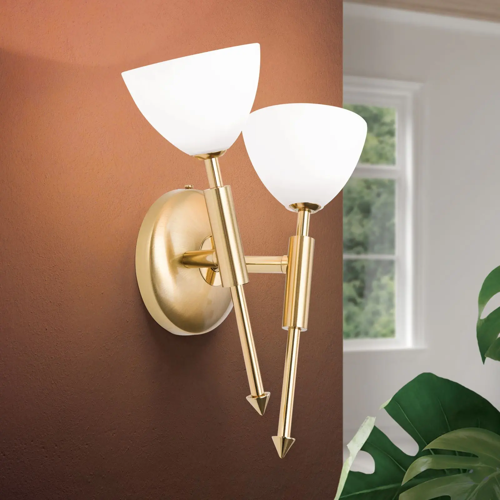 Zidna lampa OPALDESIGN, sa dva izvora svetla, zlatna mat, desna - 2