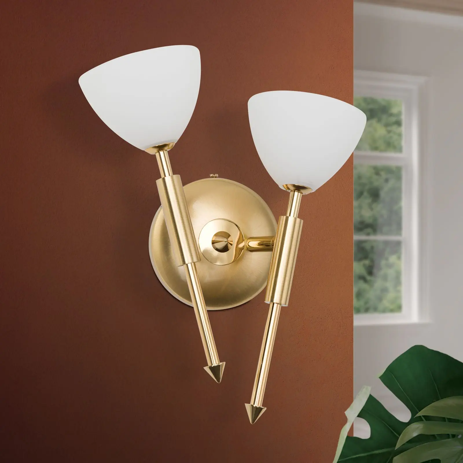 Zidna lampa OPALDESIGN, sa dva izvora svetla, zlatna mat, desna - 3