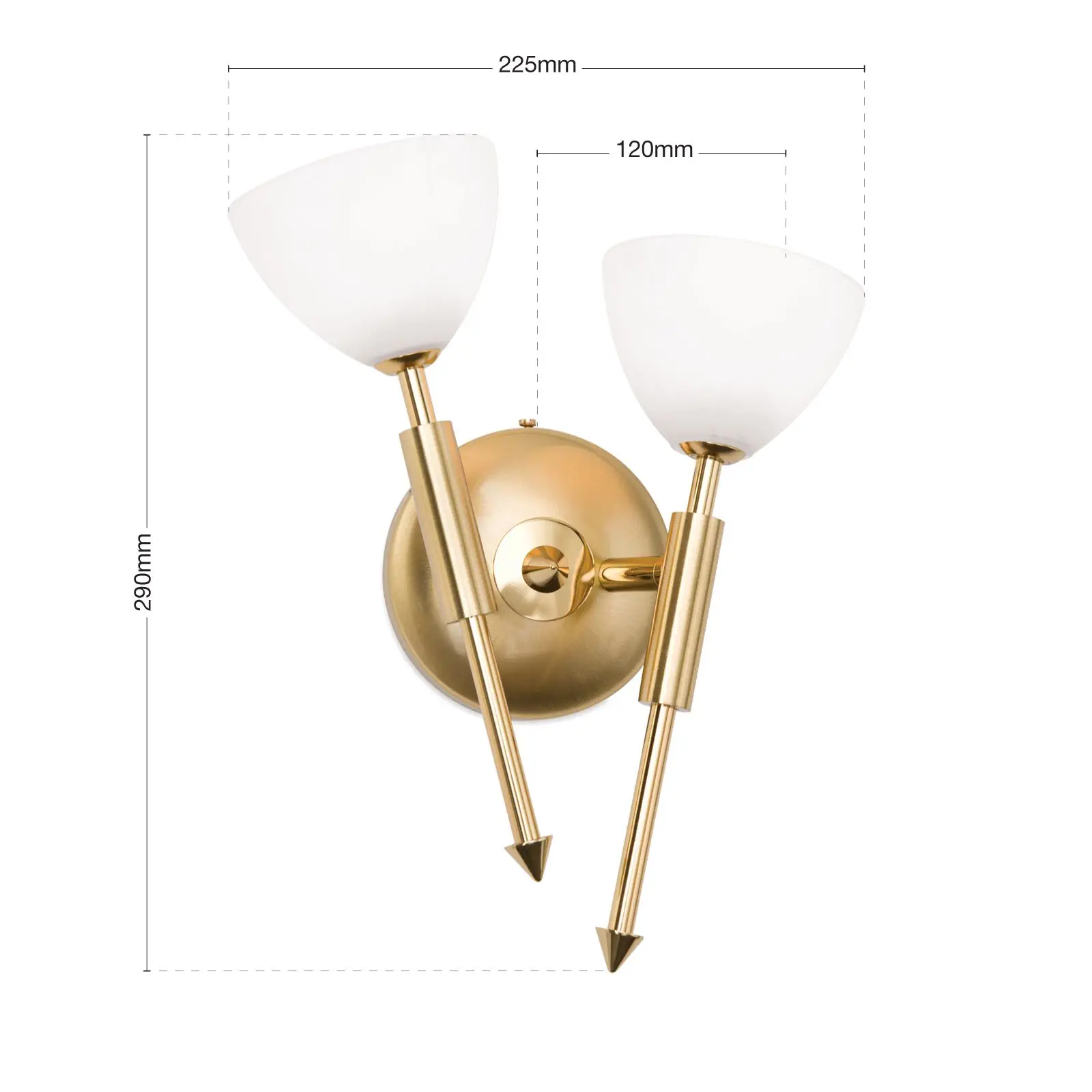 Zidna lampa OPALDESIGN, sa dva izvora svetla, zlatna mat, desna - 7