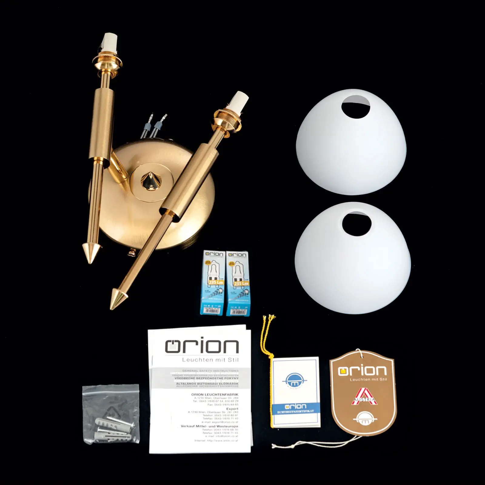 Zidna lampa OPALDESIGN, sa dva izvora svetla, zlatna mat, desna - 8