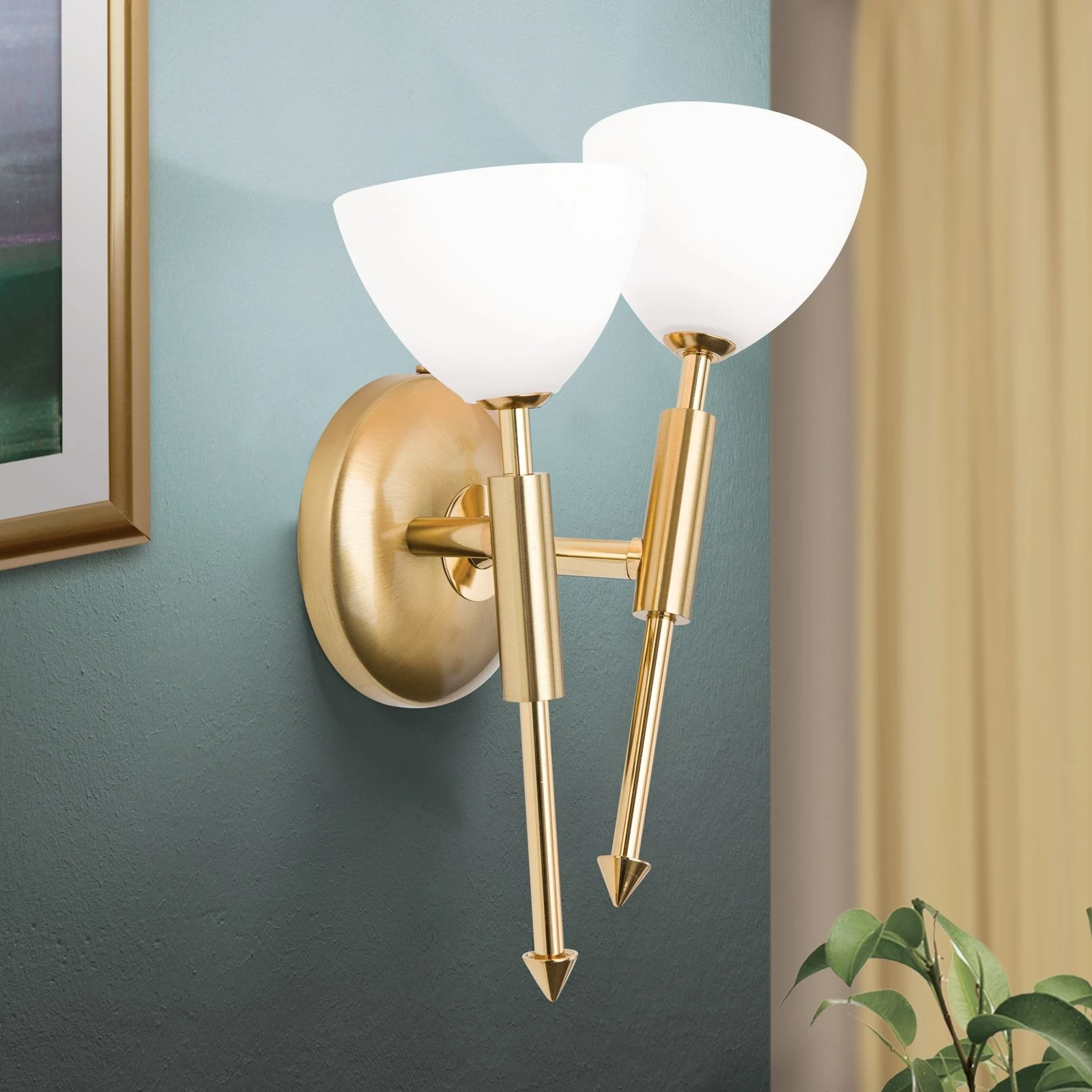 Zidna lampa OPALDESIGN, sa dva izvora svetla, zlatna mat, leva - 2