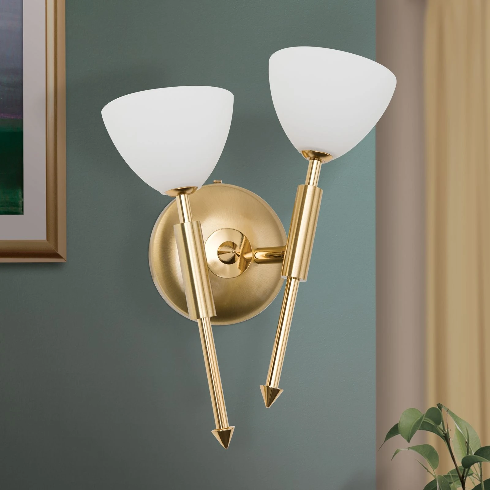 Zidna lampa OPALDESIGN, sa dva izvora svetla, zlatna mat, leva - 3