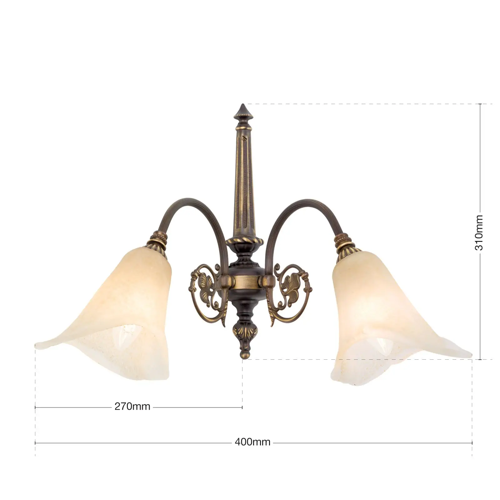 Zidna lampa TOSCA sa dva izvora svetla, stara patina - 7