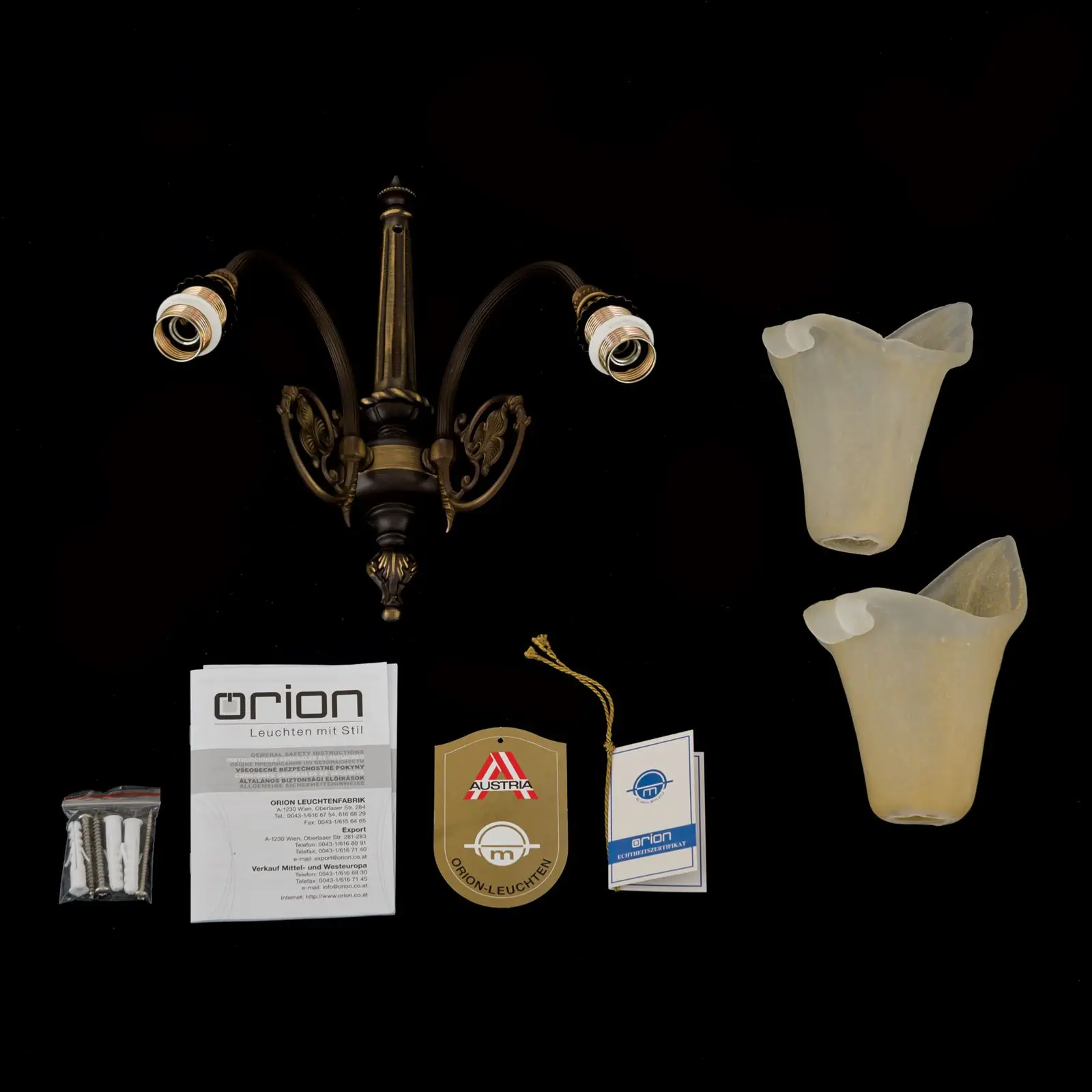 Zidna lampa TOSCA sa dva izvora svetla, stara patina - 8