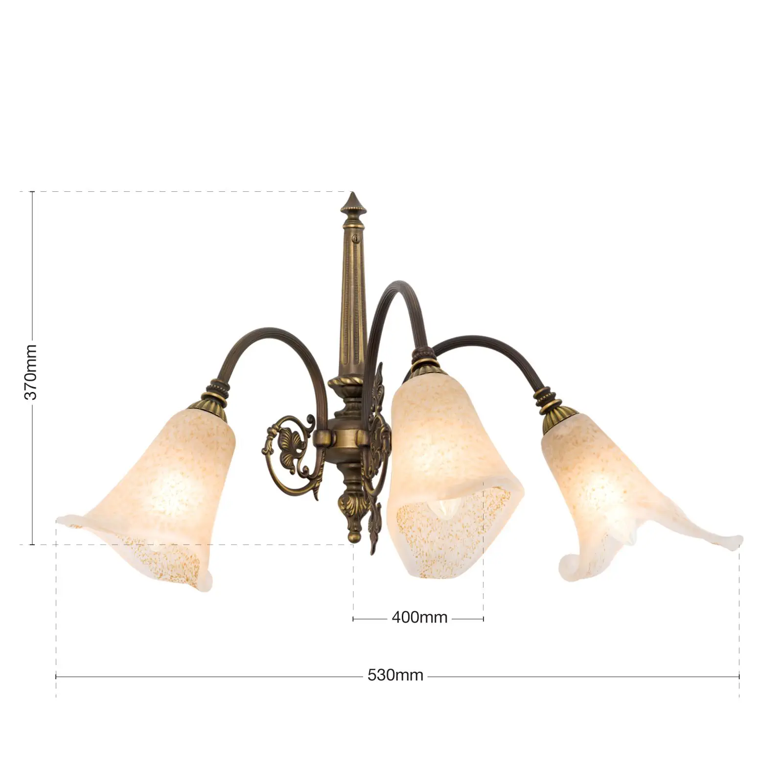 Zidna lampa TOSCA sa tri izvora svetla, stara patina - 7