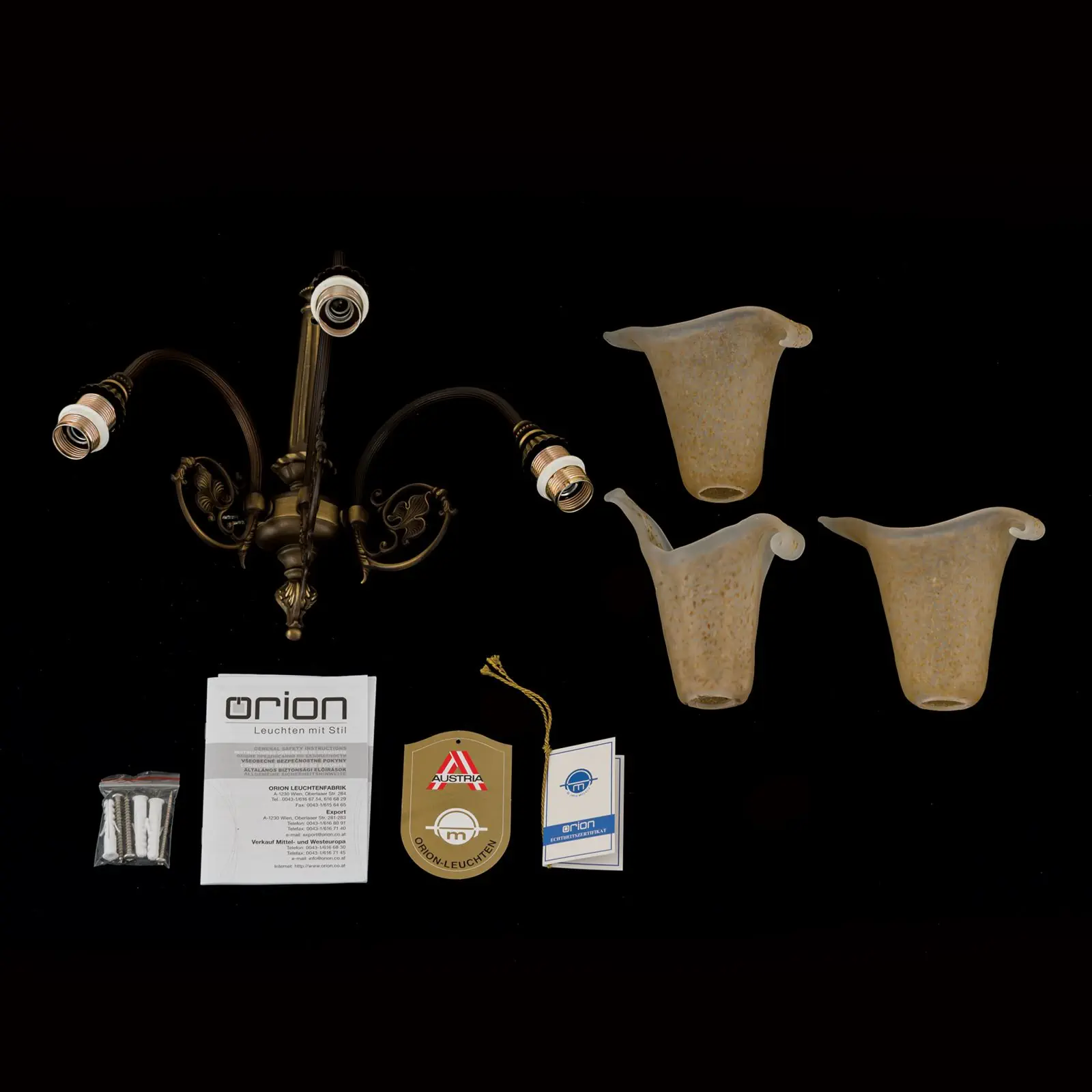 Zidna lampa TOSCA sa tri izvora svetla, stara patina - 8