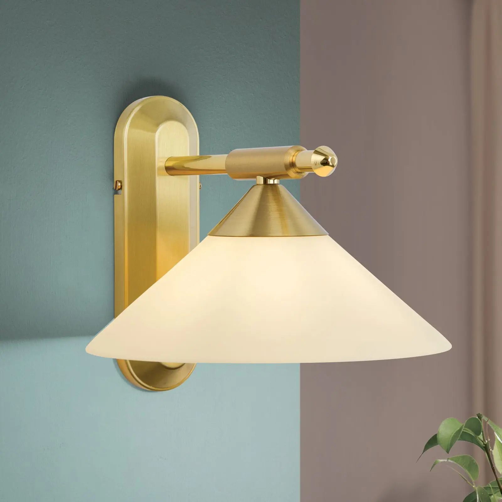 Zidna lampa ARTDESIGN, sa jednim izvorom svetla, mat mesing, sa staklom boje šampanjca - 2