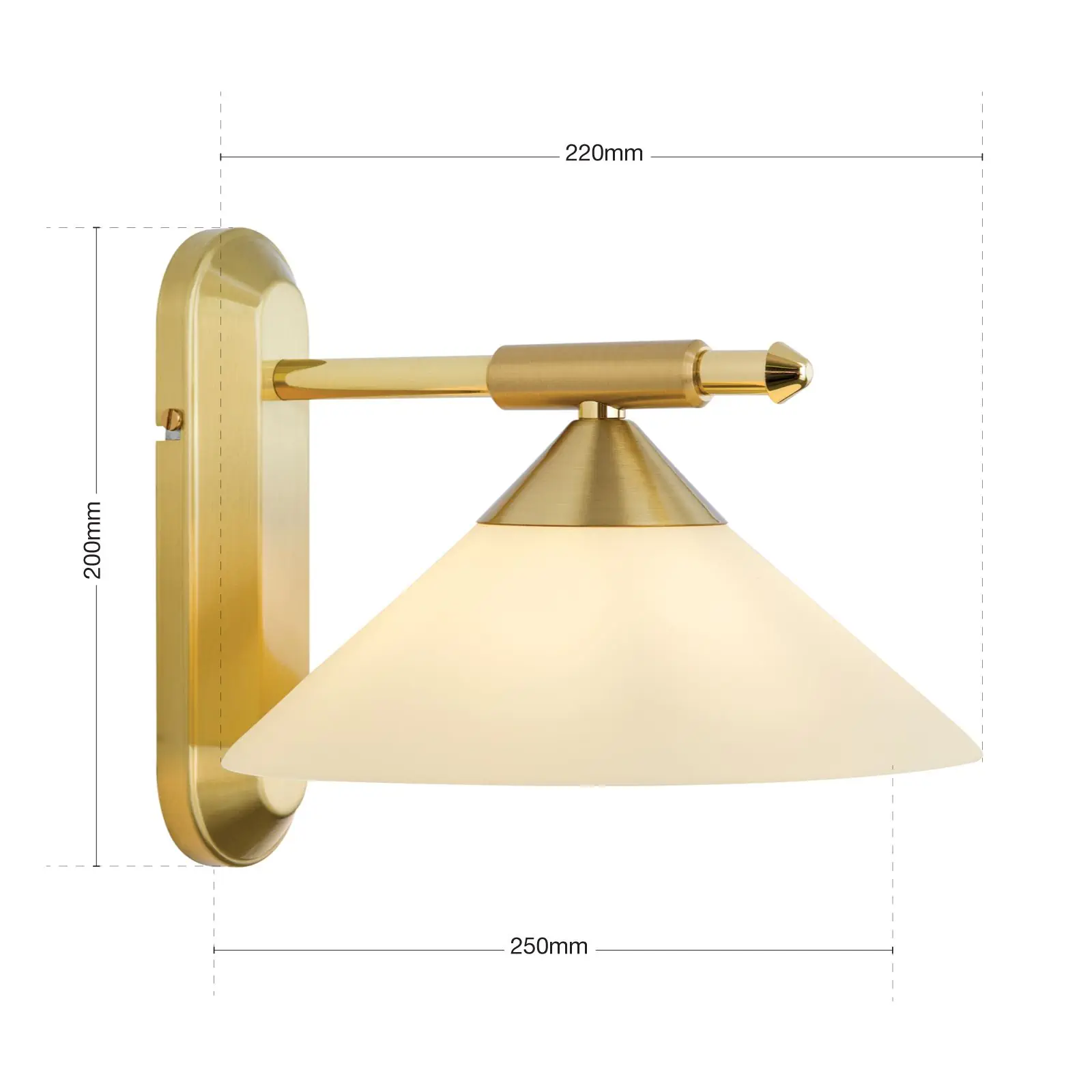 Zidna lampa ARTDESIGN, sa jednim izvorom svetla, mat mesing, sa staklom boje šampanjca - 7