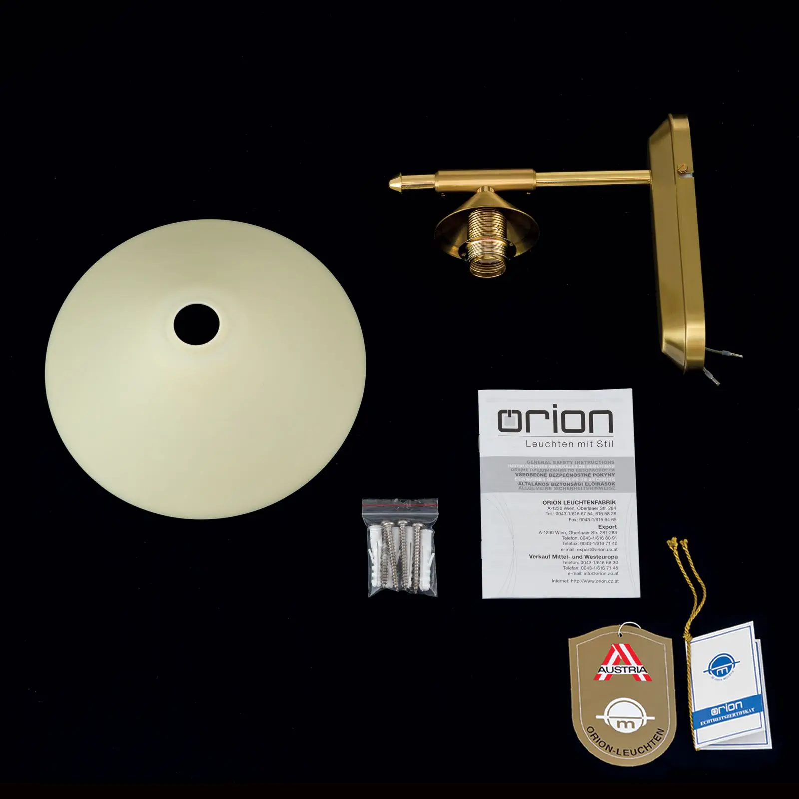 Zidna lampa ARTDESIGN, sa jednim izvorom svetla, mat mesing, sa staklom boje šampanjca - 8