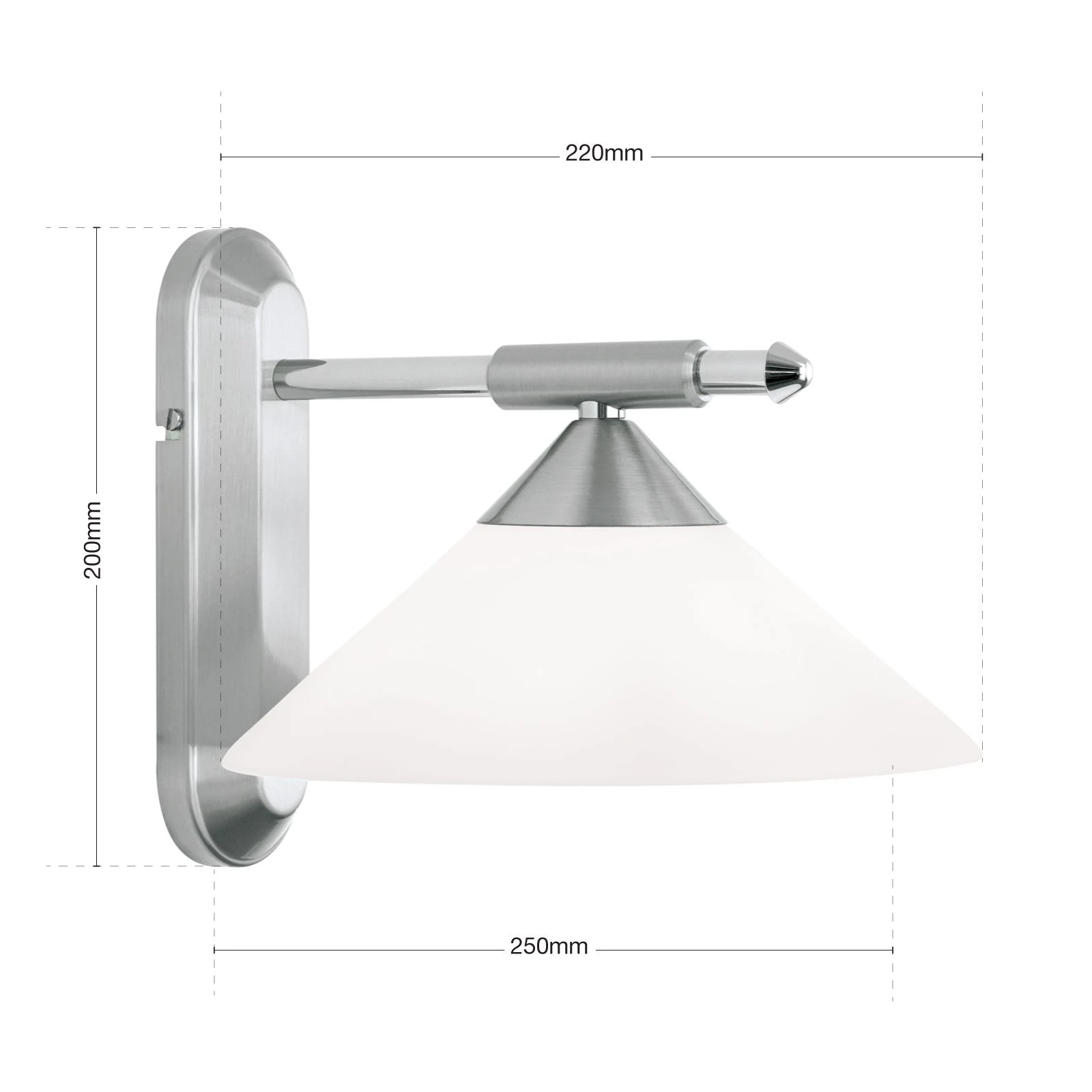 Zidna lampa ARTDESIGN, opalni stakleni abažur, saten hrom - 7