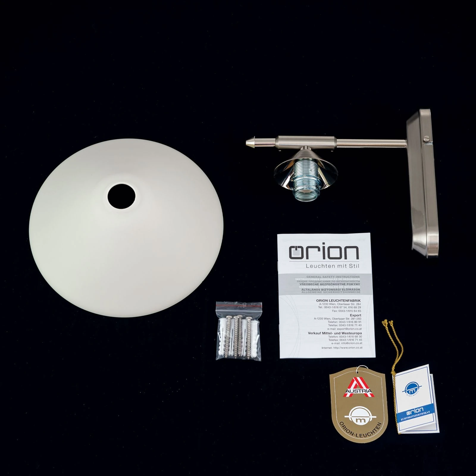 Zidna lampa ARTDESIGN, opalni stakleni abažur, saten hrom - 8