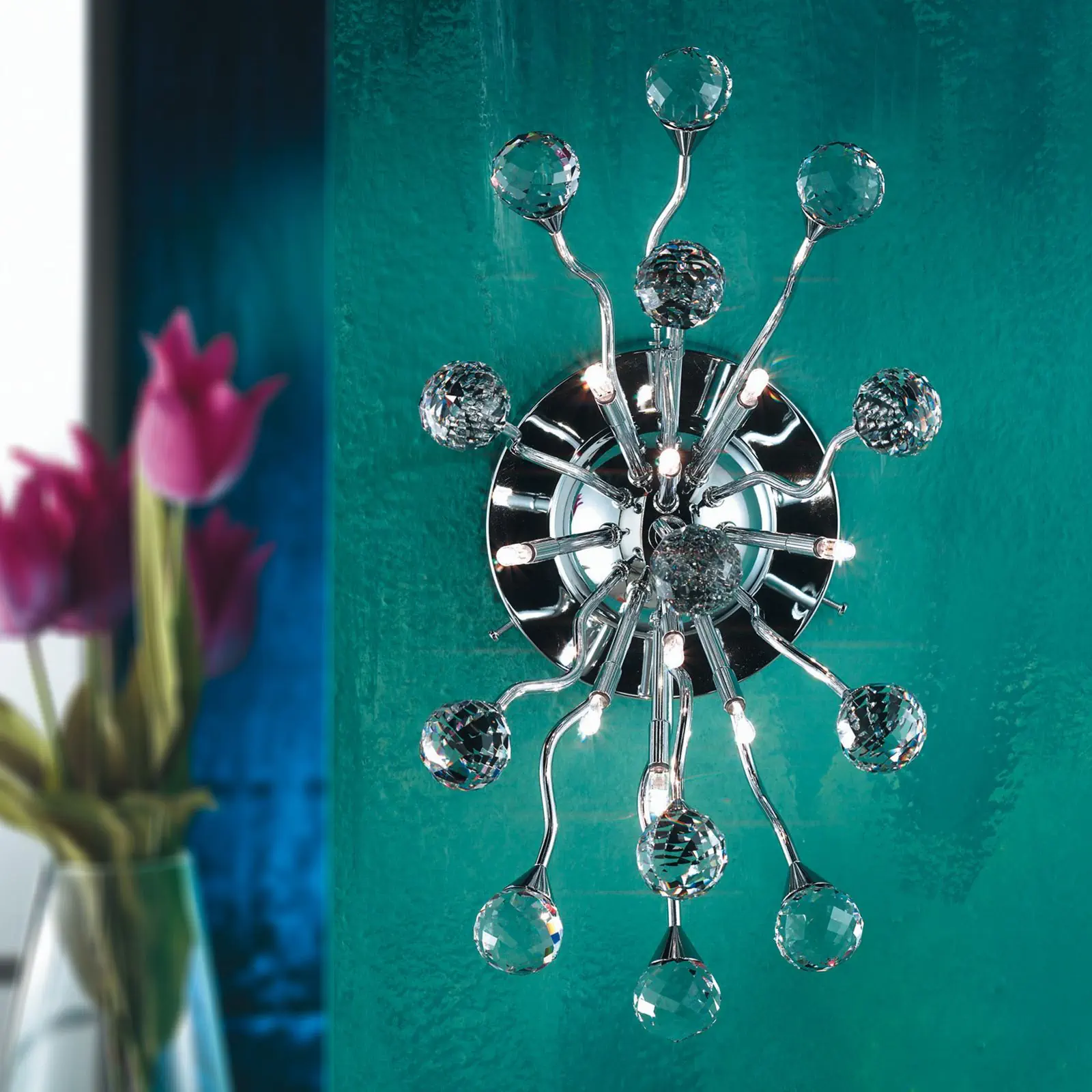 Zidna lampa GALAXY, sa deset izvora svetla, hromirana - 1