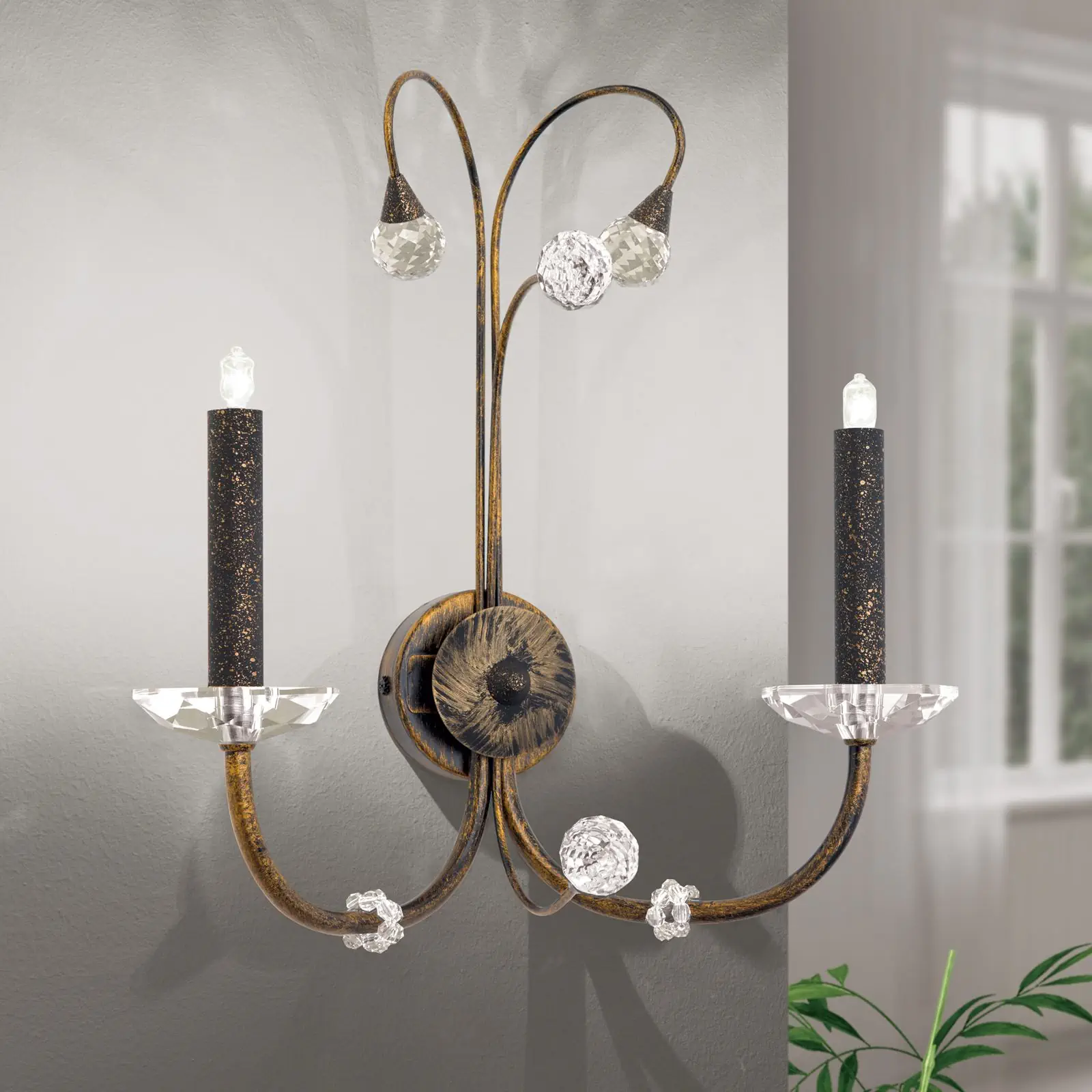 Zidna lampa EREMITAGE, sa dva izvora svetla, antik - 1