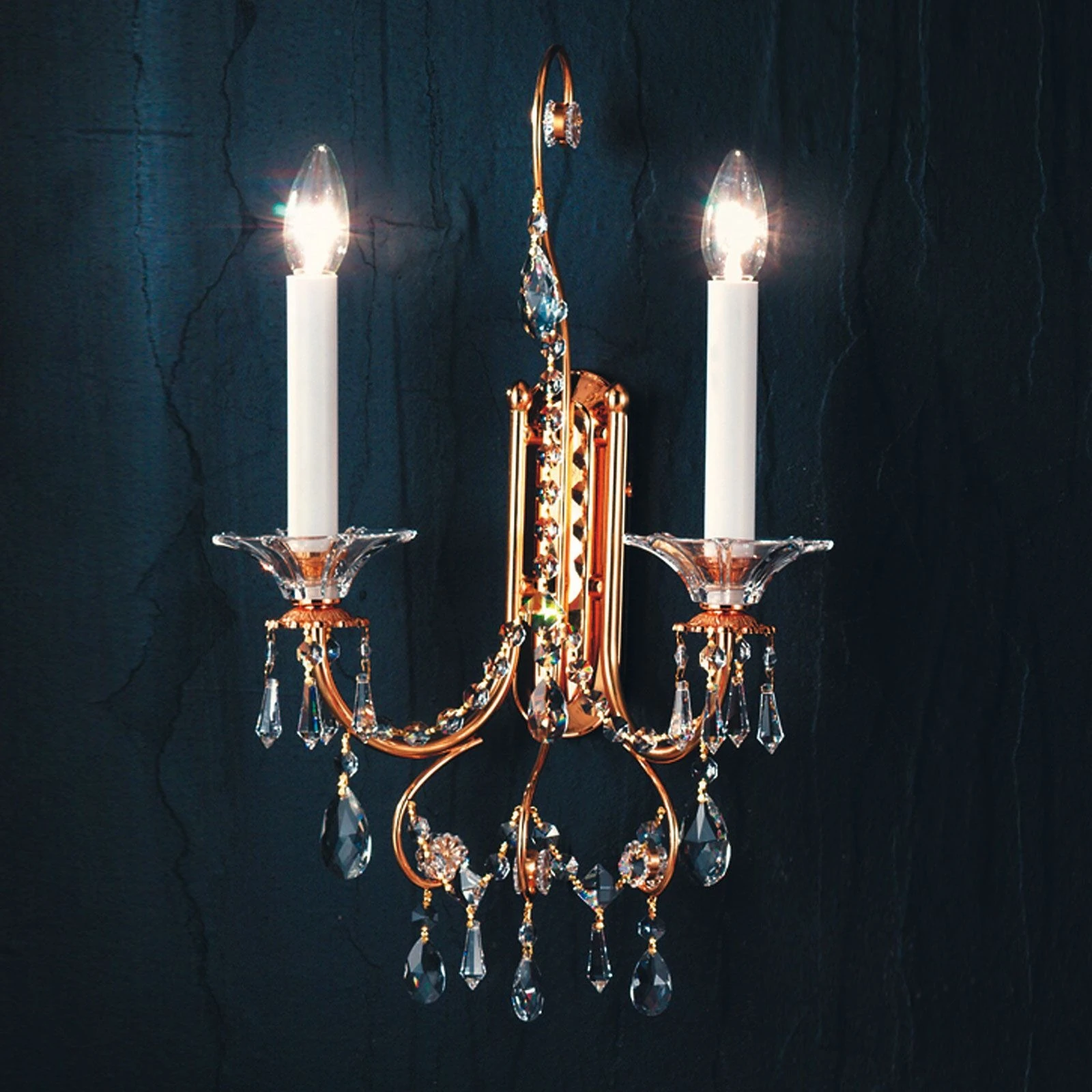 Zidna lampa KATHARINA, sa dva izvora svetla, pozlaćena 24-karatnim zlatom, H52 cm - 2