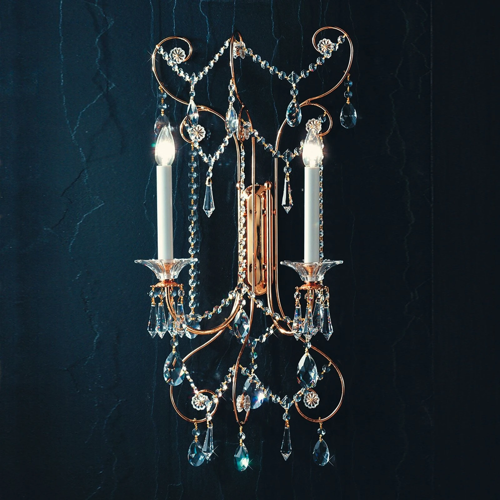 Zidna lampa KATHARINA, sa dva izvora svetla, pozlaćena 24-karatnim zlatom, H80 cm - 2