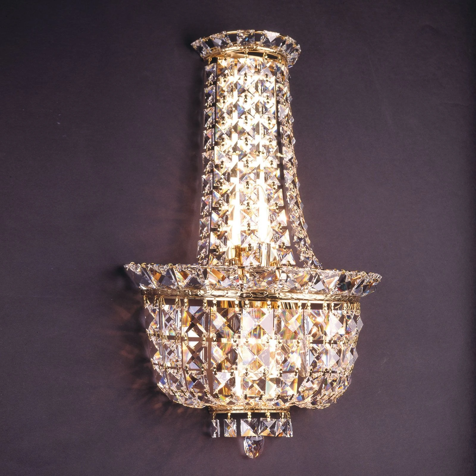 Zidna lampa Ambassador, sa 3 izvora svetla, pozlaćena 24-karatnim zlatom - 1