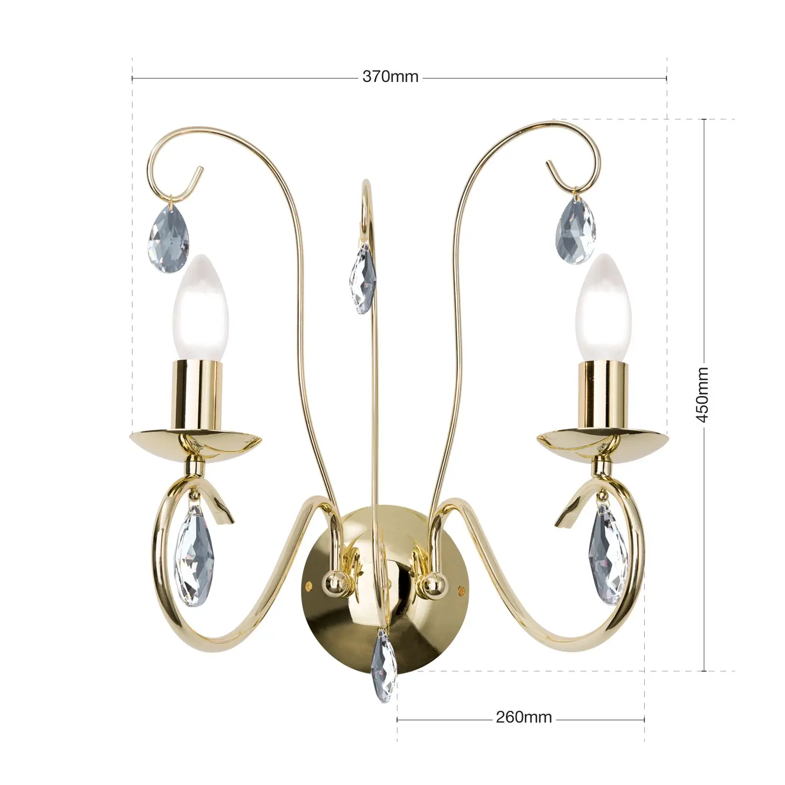 Zidna lampa ALESSIA, sa dva izvora svetla, pozlaćena - 7