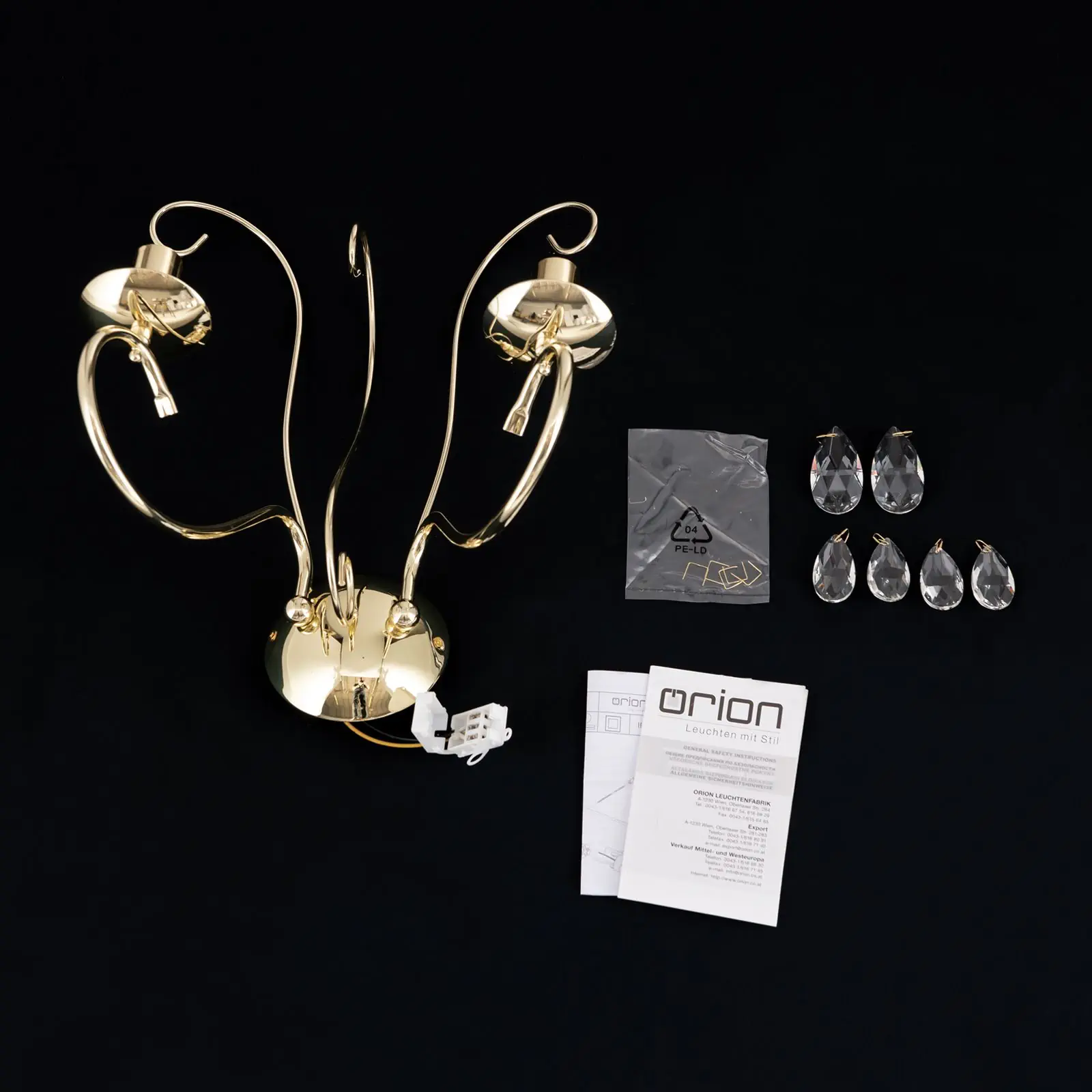 Zidna lampa ALESSIA, sa dva izvora svetla, pozlaćena - 8