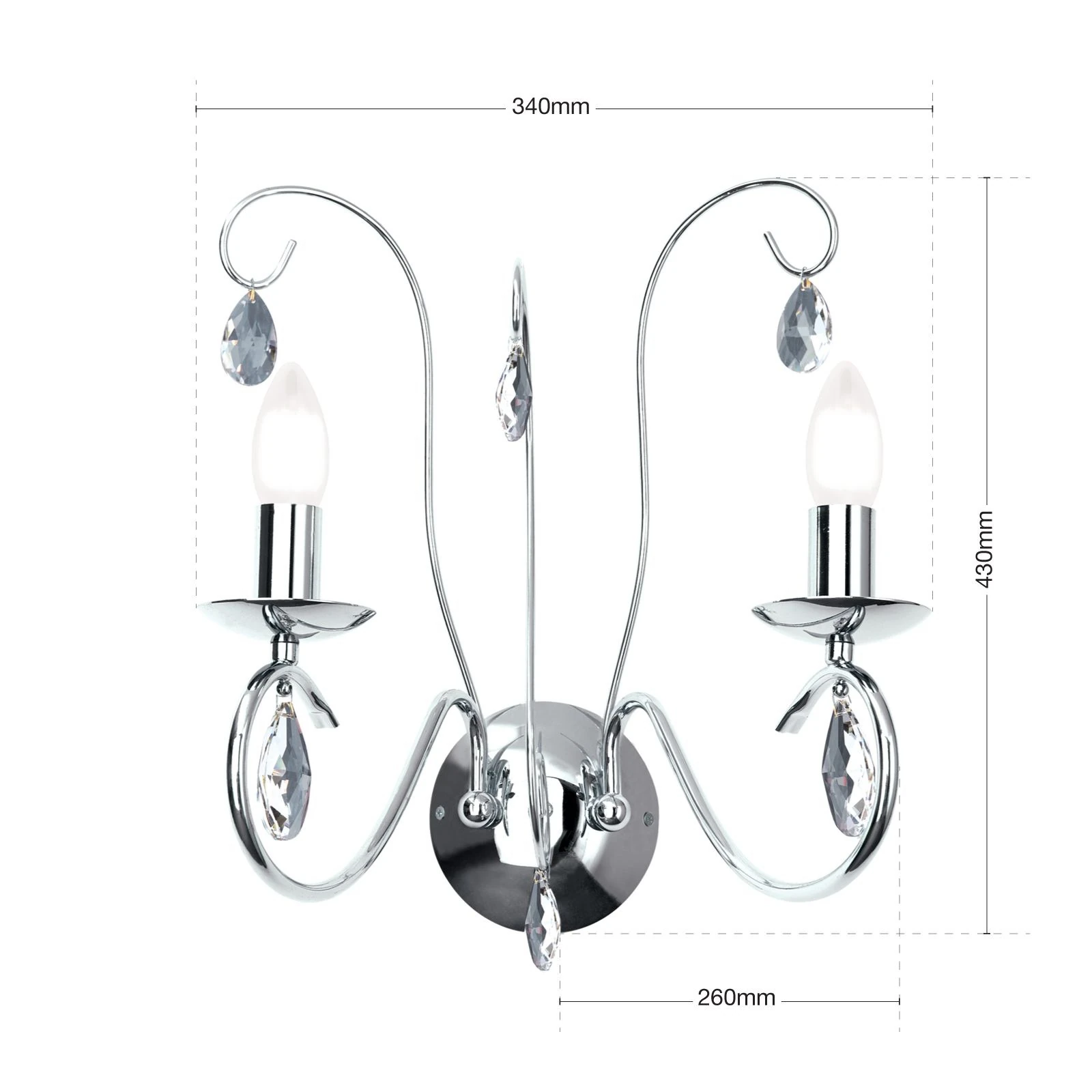 Zidna lampa ALESSIA, 2 izvora svetla, hromirana - 7