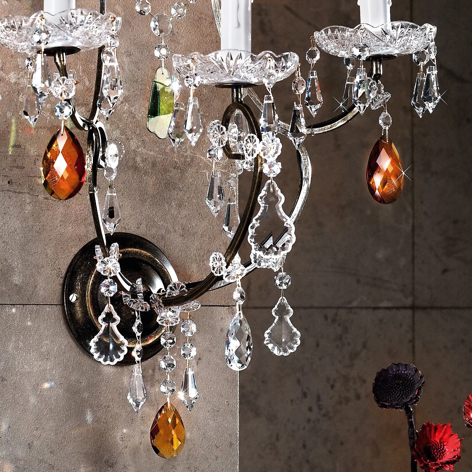 Zidna lampa VERONA, 3 izvora svetla, antik zlatna - 2