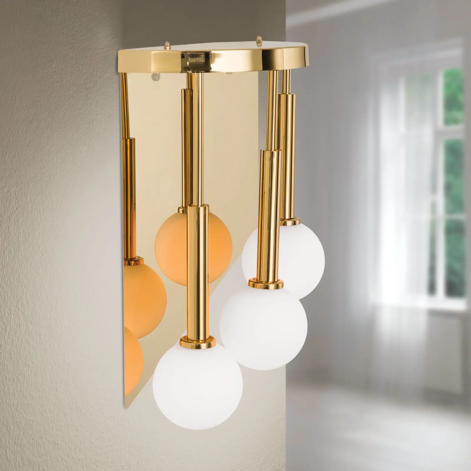 Zidna lampa SPIRALLUSTER sa tri izvora svetla, 24-karatno pozlaćena, leva verzija sa opalnim staklima - 2