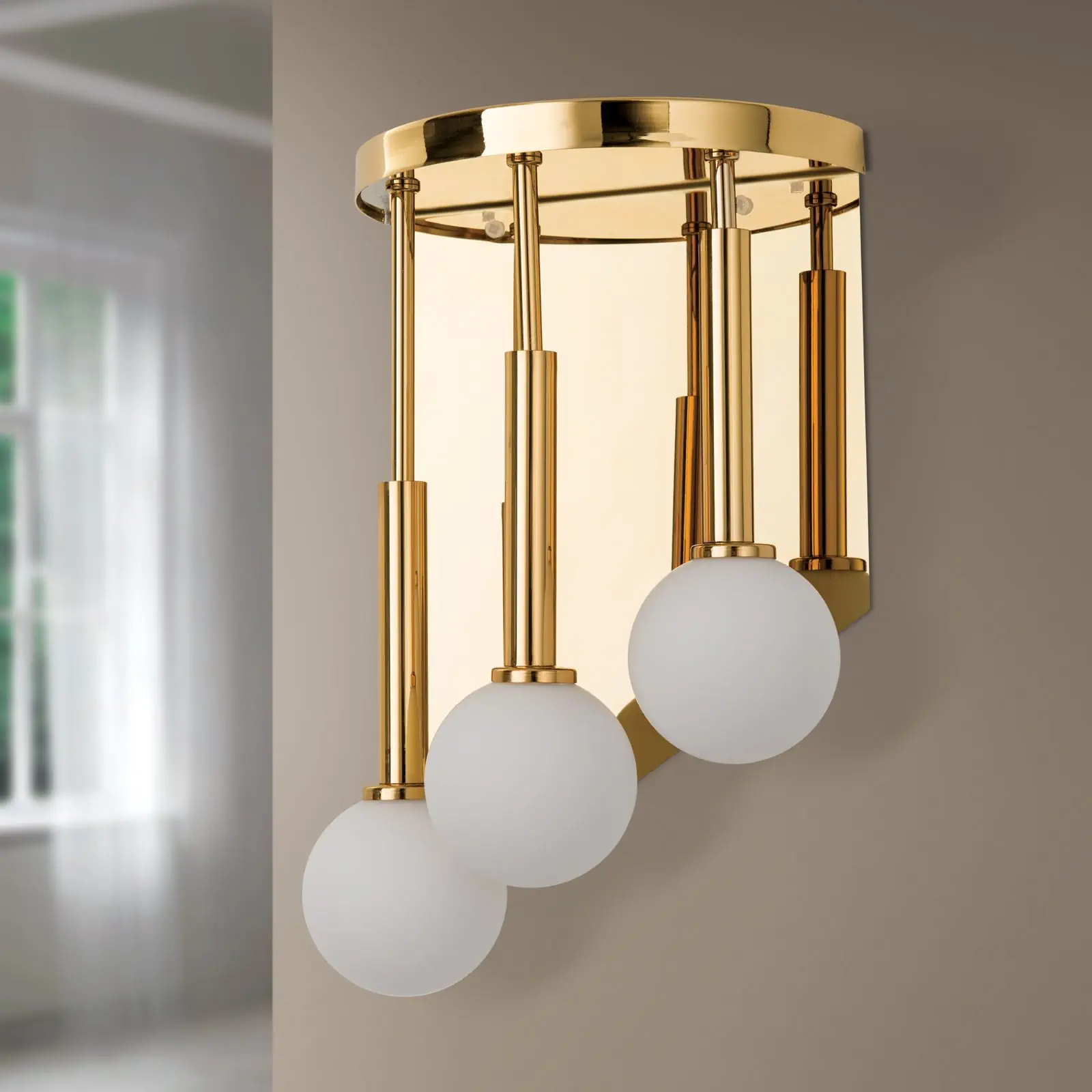 Zidna lampa SPIRALLUSTER sa tri izvora svetla, 24-karatno pozlaćena, leva verzija sa opalnim staklima - 3