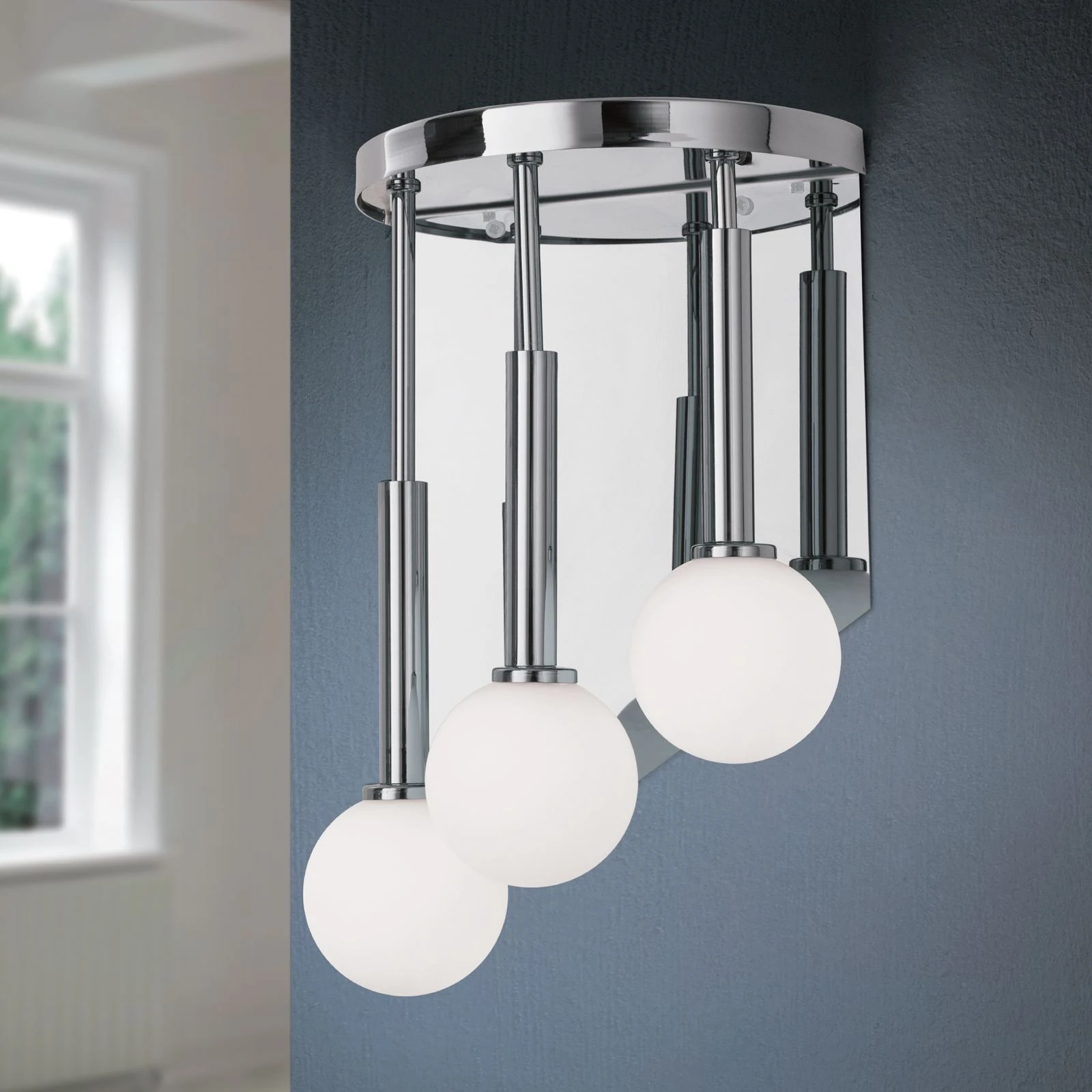 Zidna lampa SPIRALLUSTER, hromirana, leva verzija, opalna stakla - 1