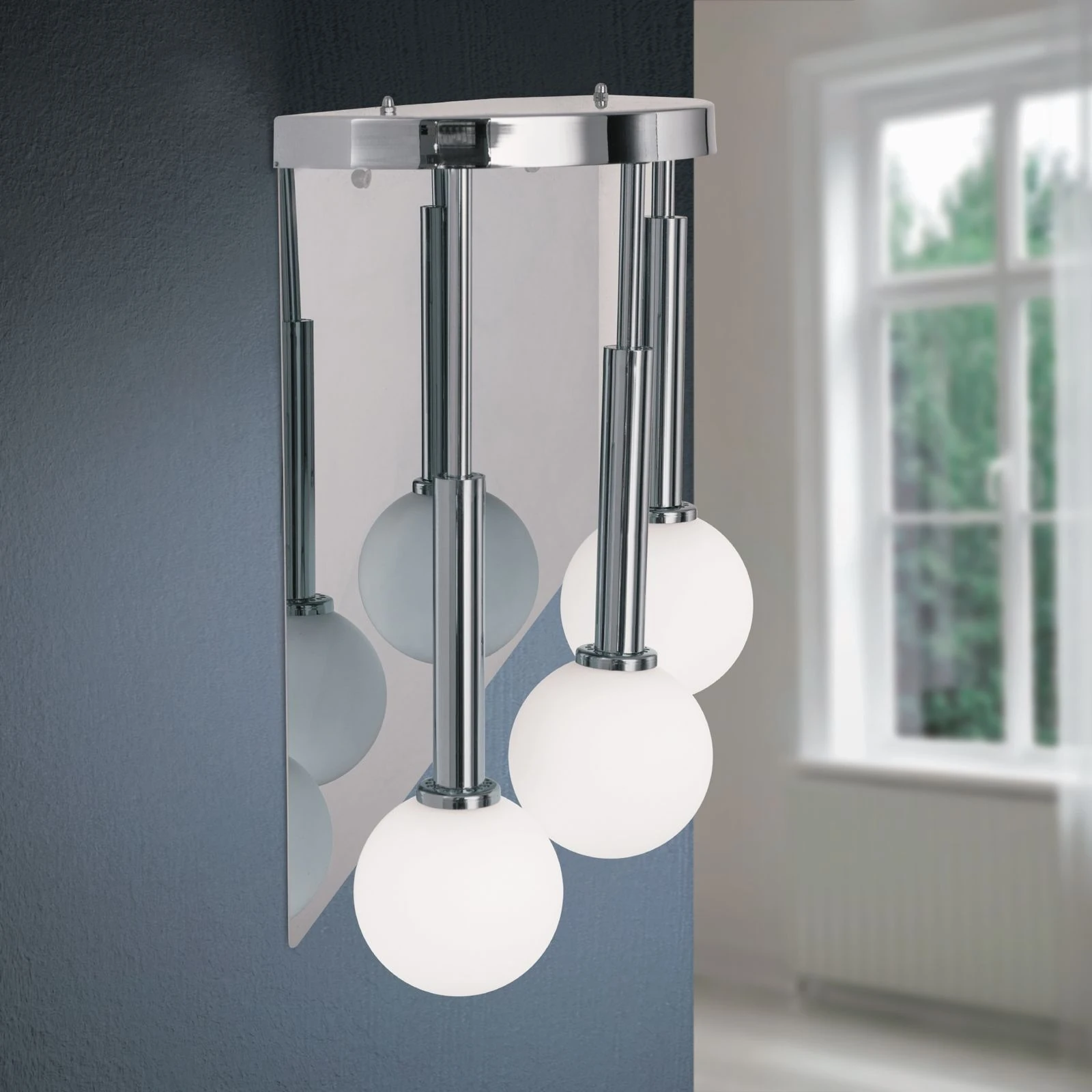 Zidna lampa SPIRALLUSTER, hromirana, leva verzija, opalna stakla - 2