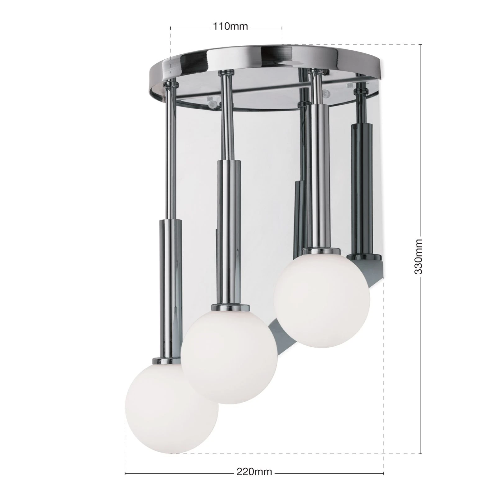 Zidna lampa SPIRALLUSTER, hromirana, leva verzija, opalna stakla - 7