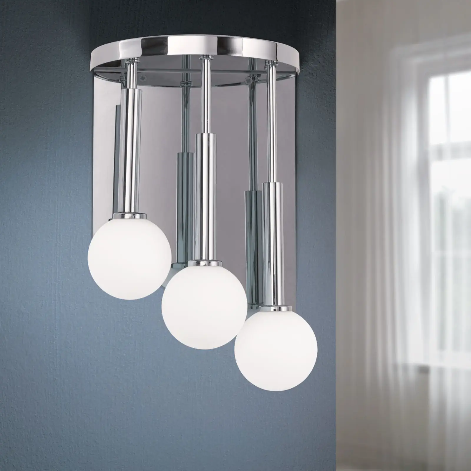 Zidna lampa SPIRALLUSTER, hromirani premaz, desna verzija sa opalnim staklima - 1