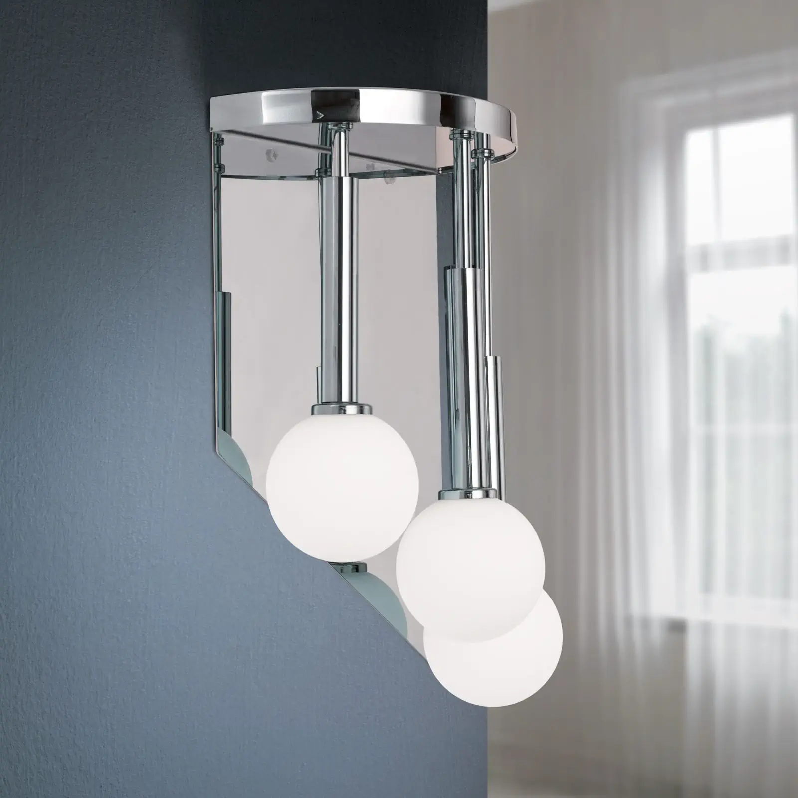 Zidna lampa SPIRALLUSTER, hromirani premaz, desna verzija sa opalnim staklima - 2