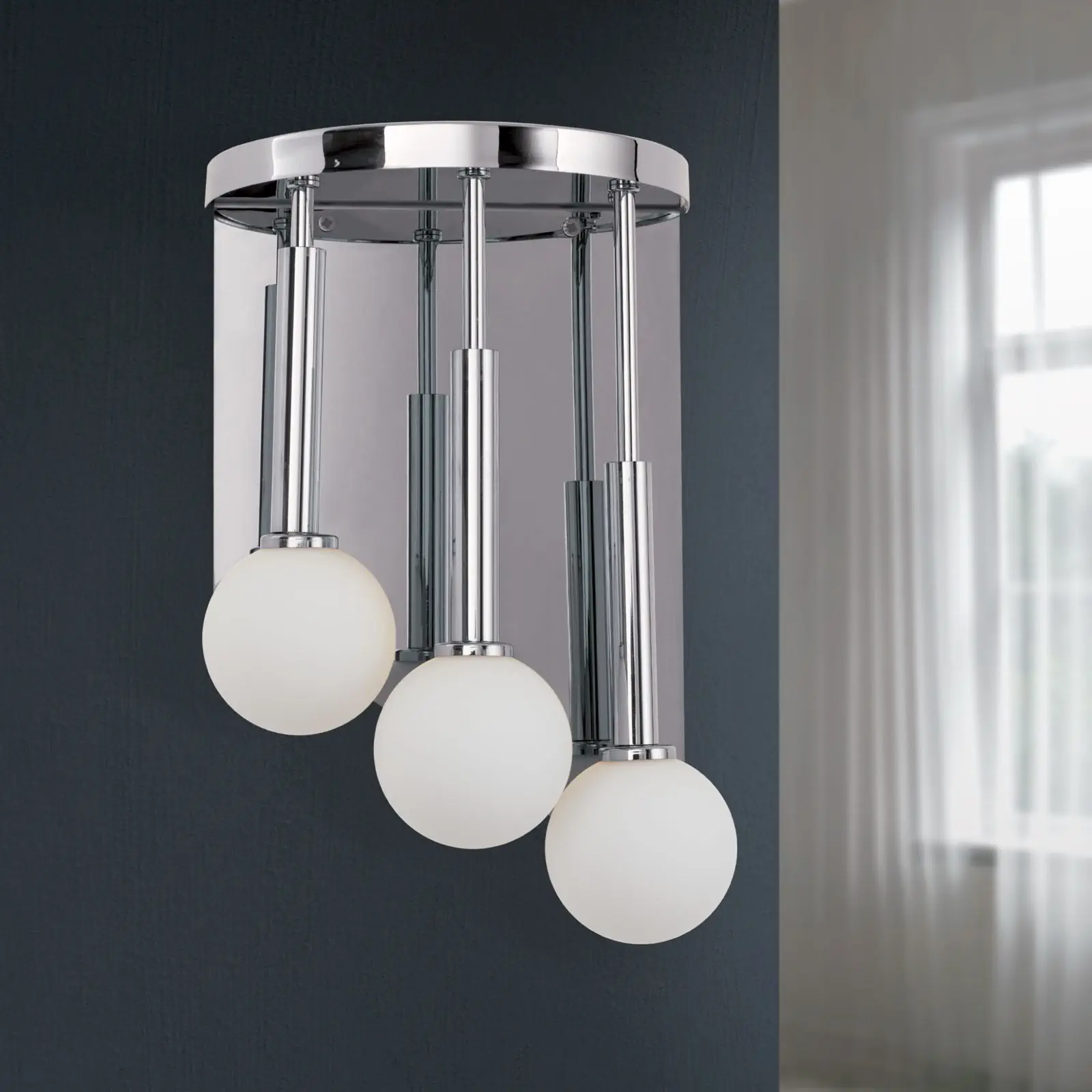 Zidna lampa SPIRALLUSTER, hromirani premaz, desna verzija sa opalnim staklima - 3