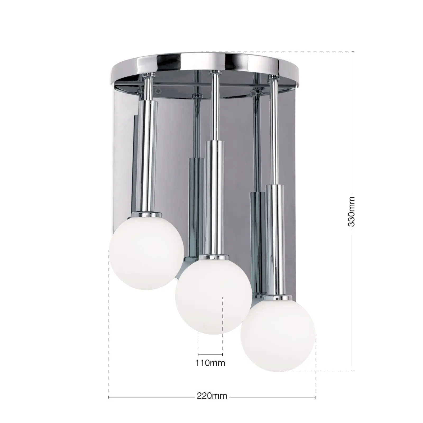 Zidna lampa SPIRALLUSTER, hromirani premaz, desna verzija sa opalnim staklima - 7